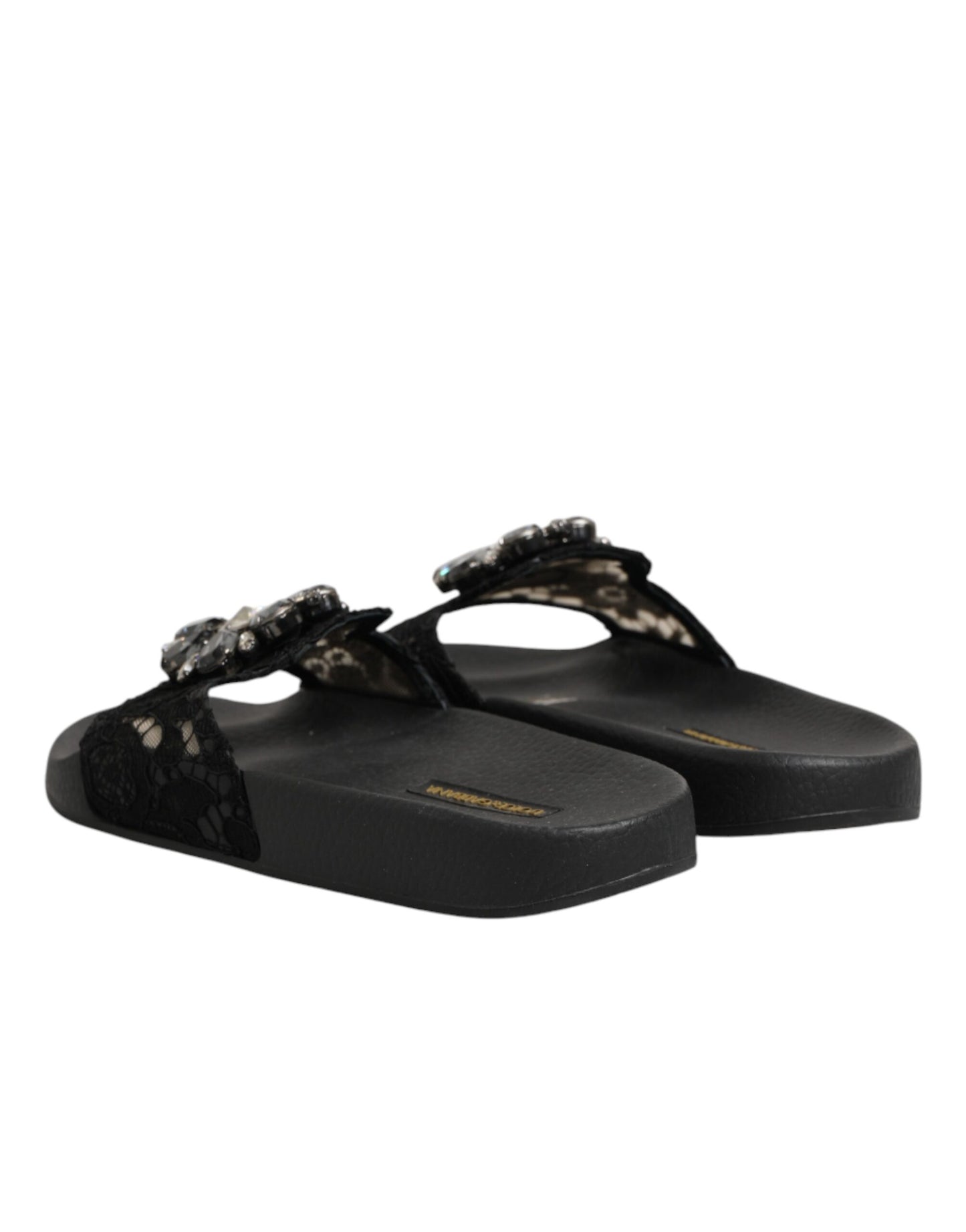 Dolce & Gabbana Black Devotion Matelassé Leather Slides Shoes Curated Luxury Accessories by Orvyn