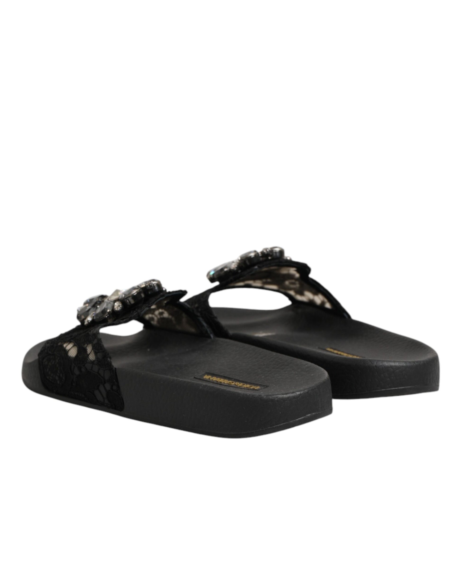 Dolce & Gabbana Black Devotion Matelassé Leather Slides Shoes Curated Luxury Accessories by Orvyn