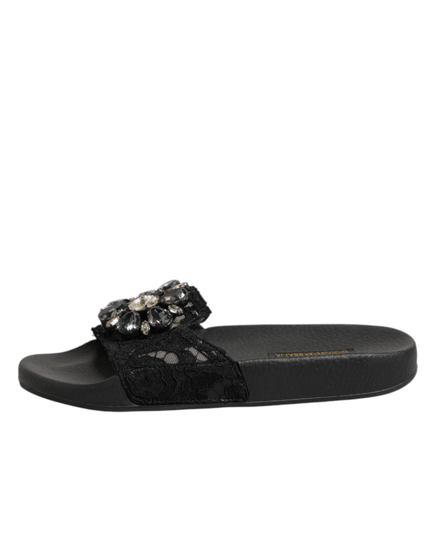 Dolce & Gabbana Black Devotion Matelassé Leather Slides Shoes Curated Luxury Accessories by Orvyn