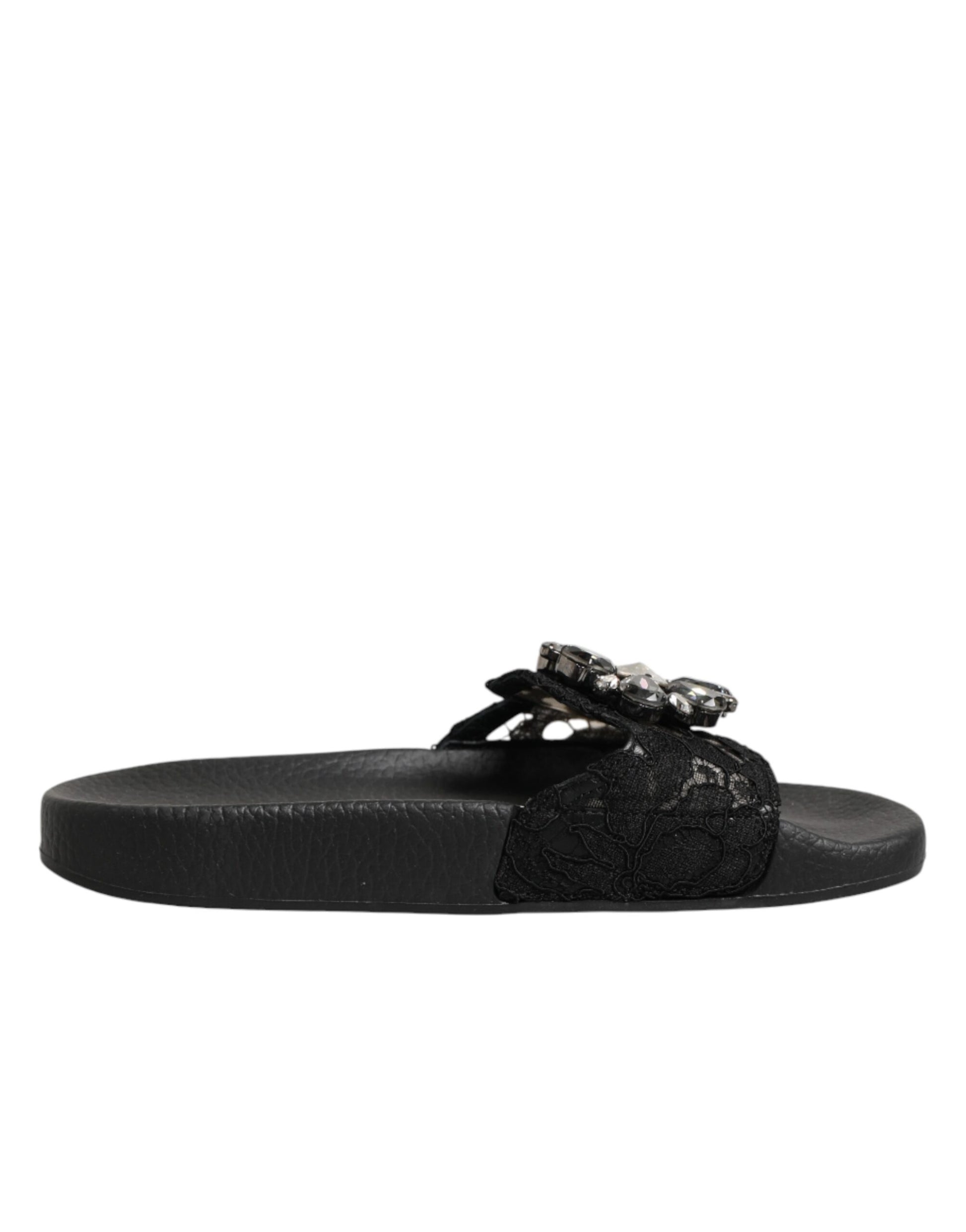 Dolce & Gabbana Black Devotion Matelassé Leather Slides Shoes Curated Luxury Accessories by Orvyn