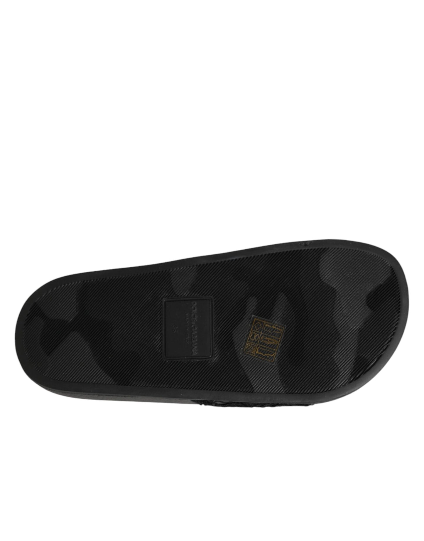 Dolce & Gabbana Black Devotion Matelassé Leather Slides Shoes Curated Luxury Accessories by Orvyn