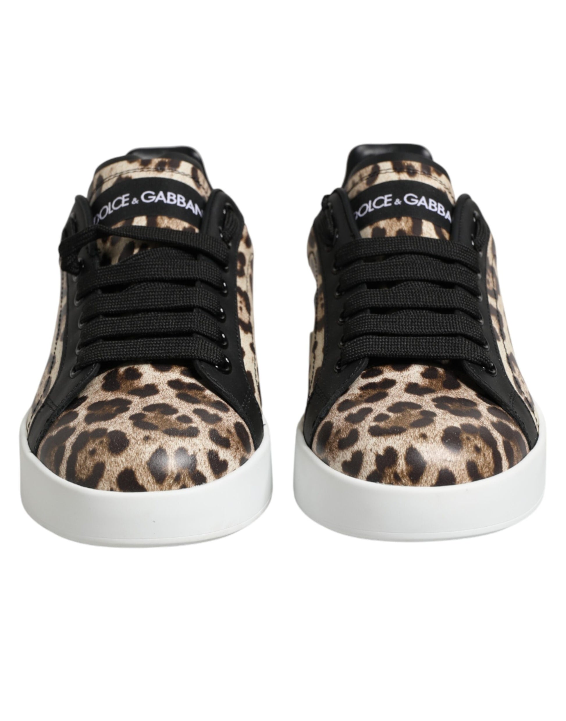 Dolce & Gabbana Brown Leather Leopard Low Top Sneakers Shoes Curated Luxury Accessories by Orvyn