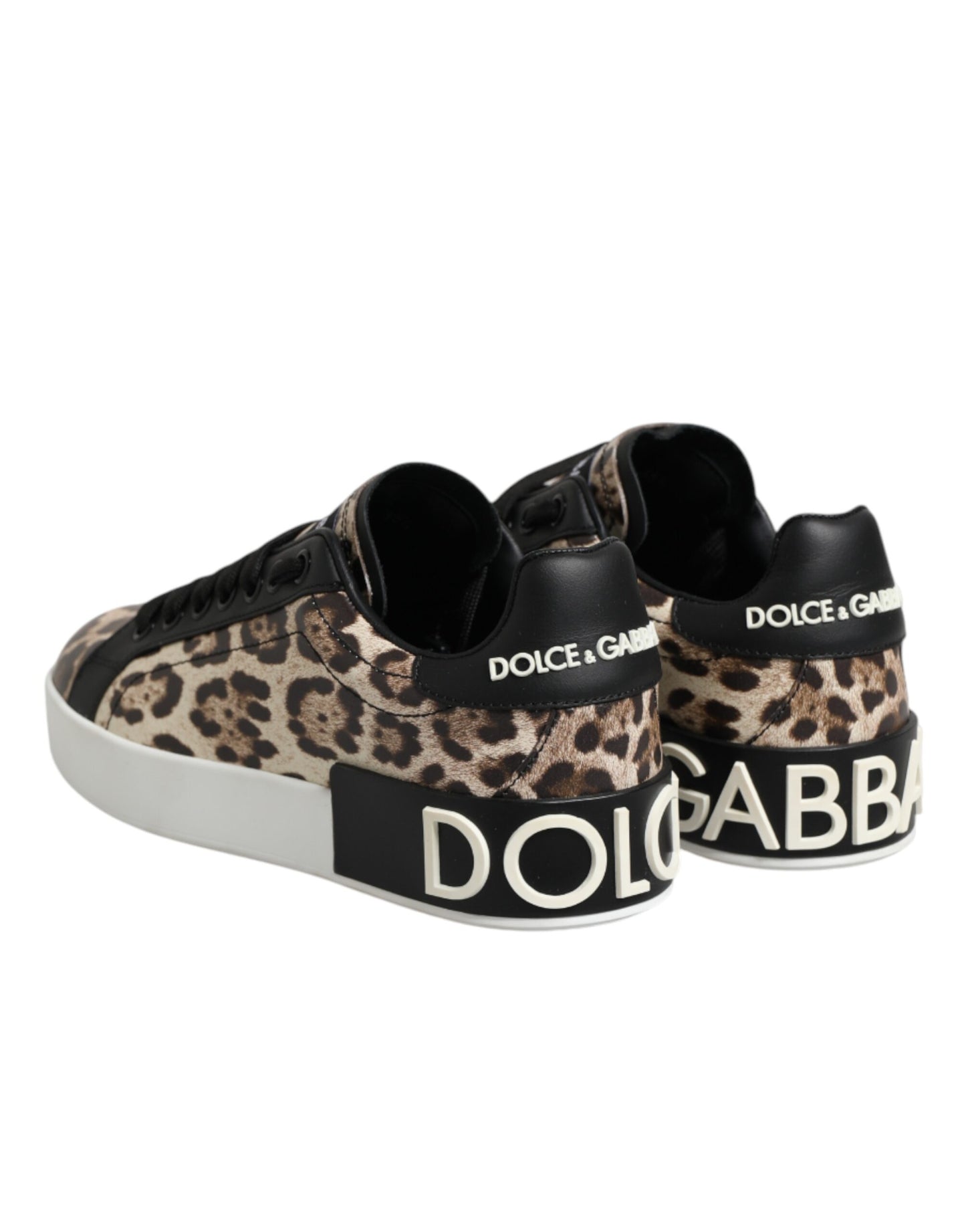 Dolce & Gabbana Brown Leather Leopard Low Top Sneakers Shoes Curated Luxury Accessories by Orvyn