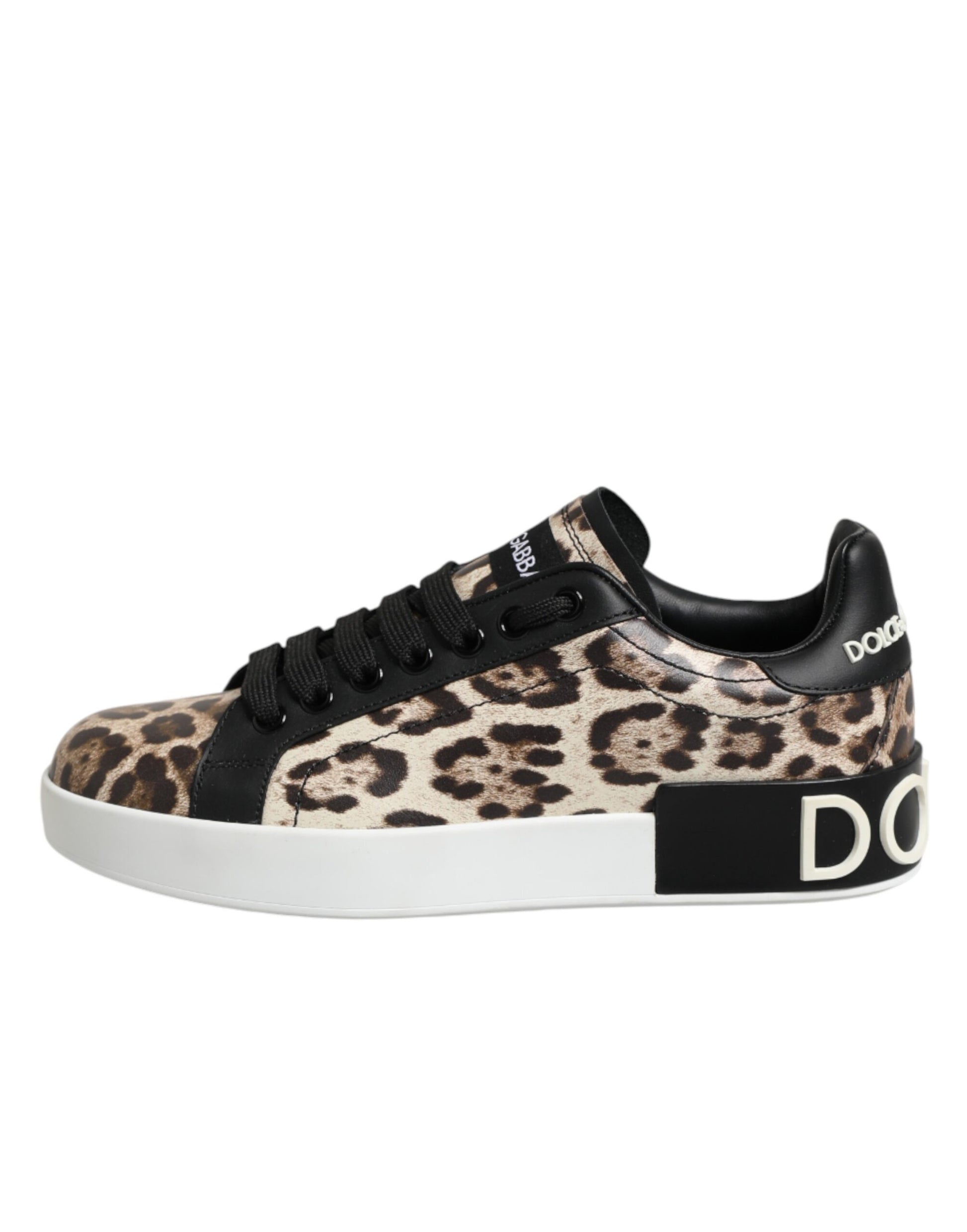 Dolce & Gabbana Brown Leather Leopard Low Top Sneakers Shoes Curated Luxury Accessories by Orvyn