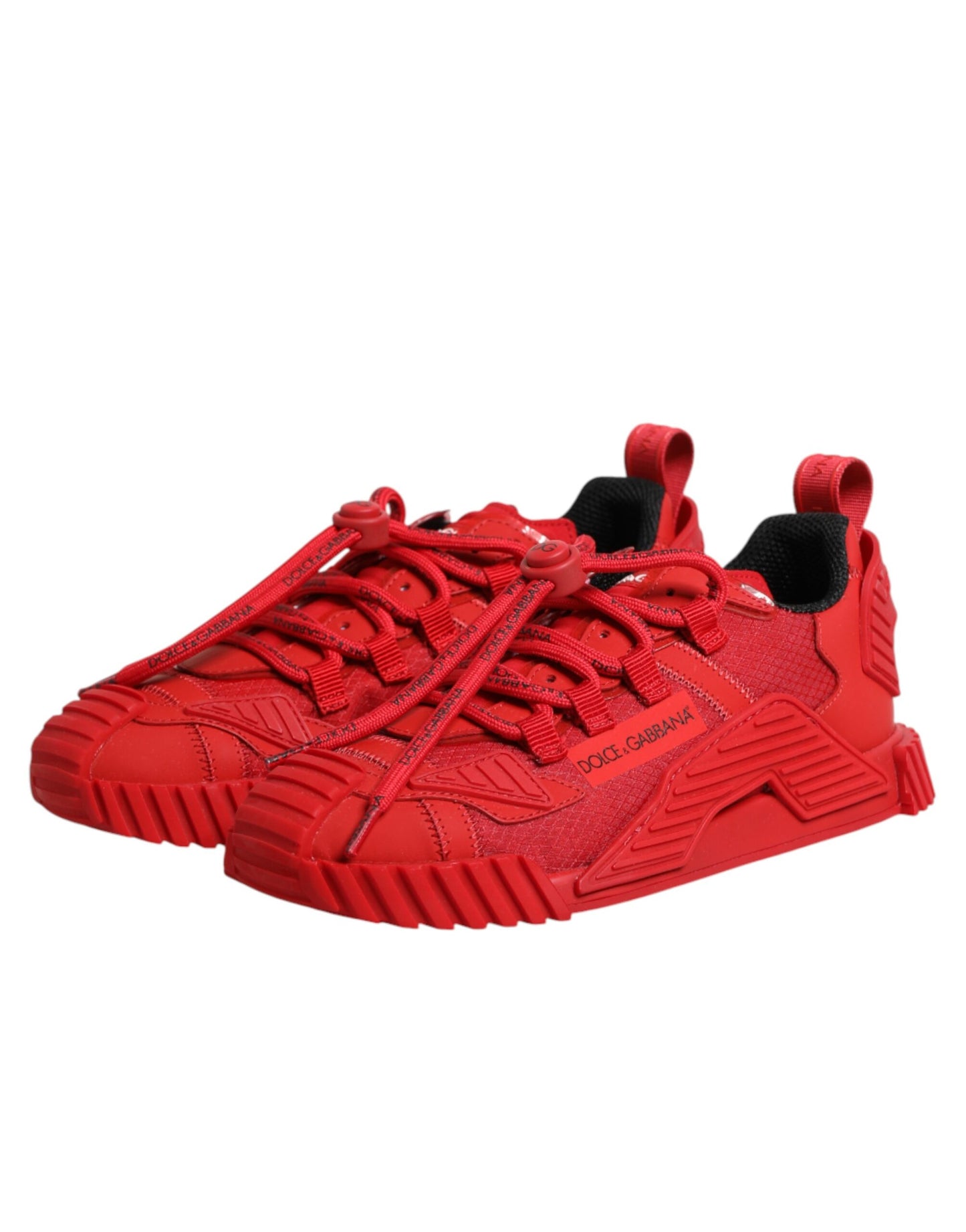 Dolce & Gabbana Red Logo Lace Low Top NS1 Sneakers Shoes Curated Luxury Accessories by Orvyn