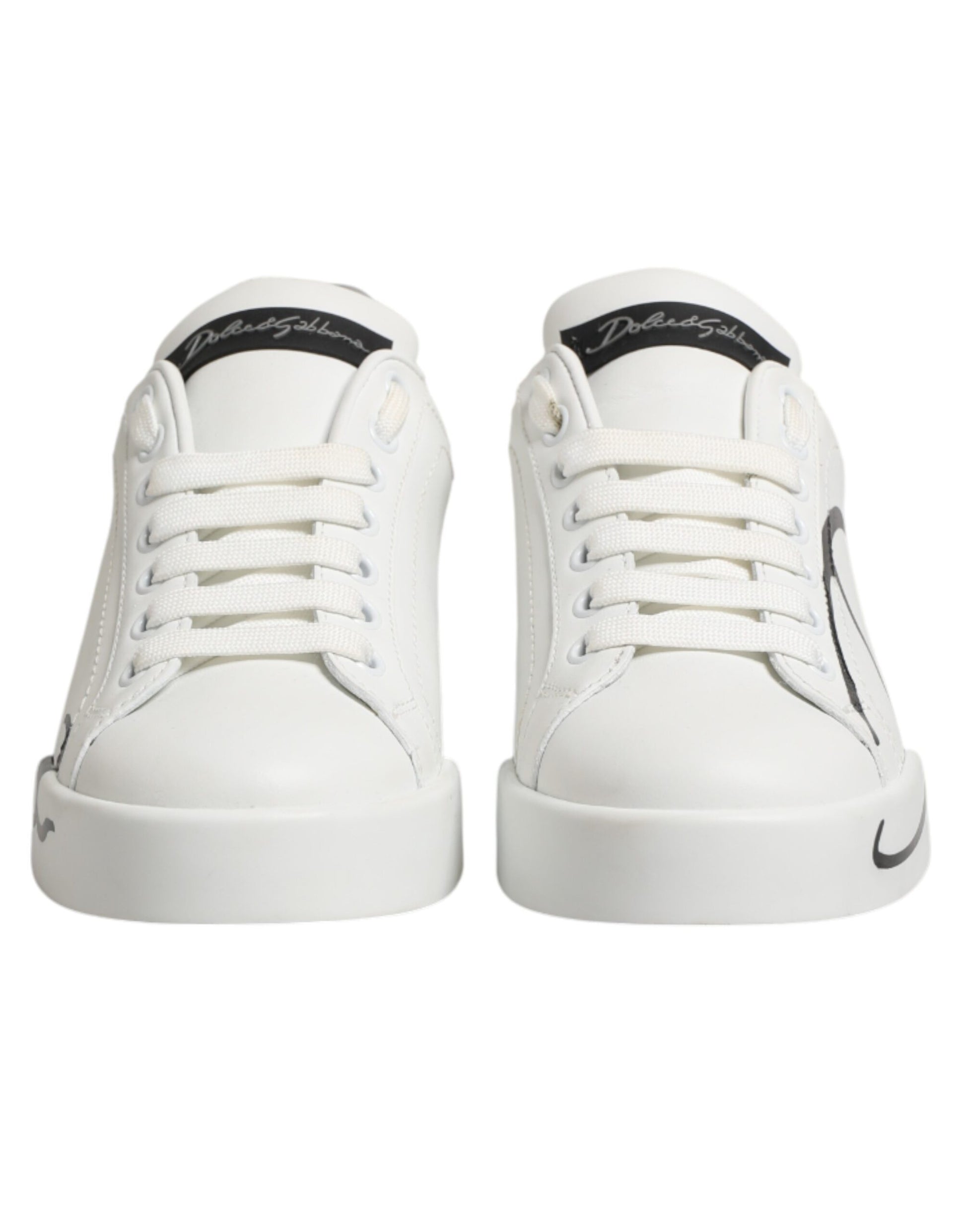 Dolce & Gabbana White Gray Low Top Leather Sneaker Shoes Curated Luxury Accessories by Orvyn