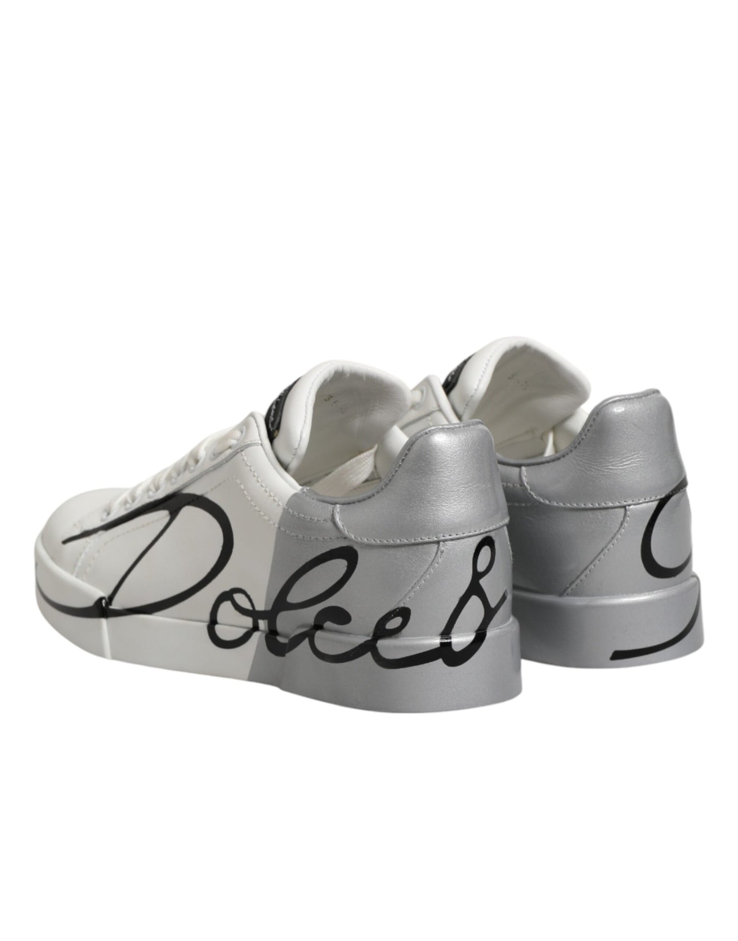 Dolce & Gabbana White Gray Low Top Leather Sneaker Shoes Curated Luxury Accessories by Orvyn