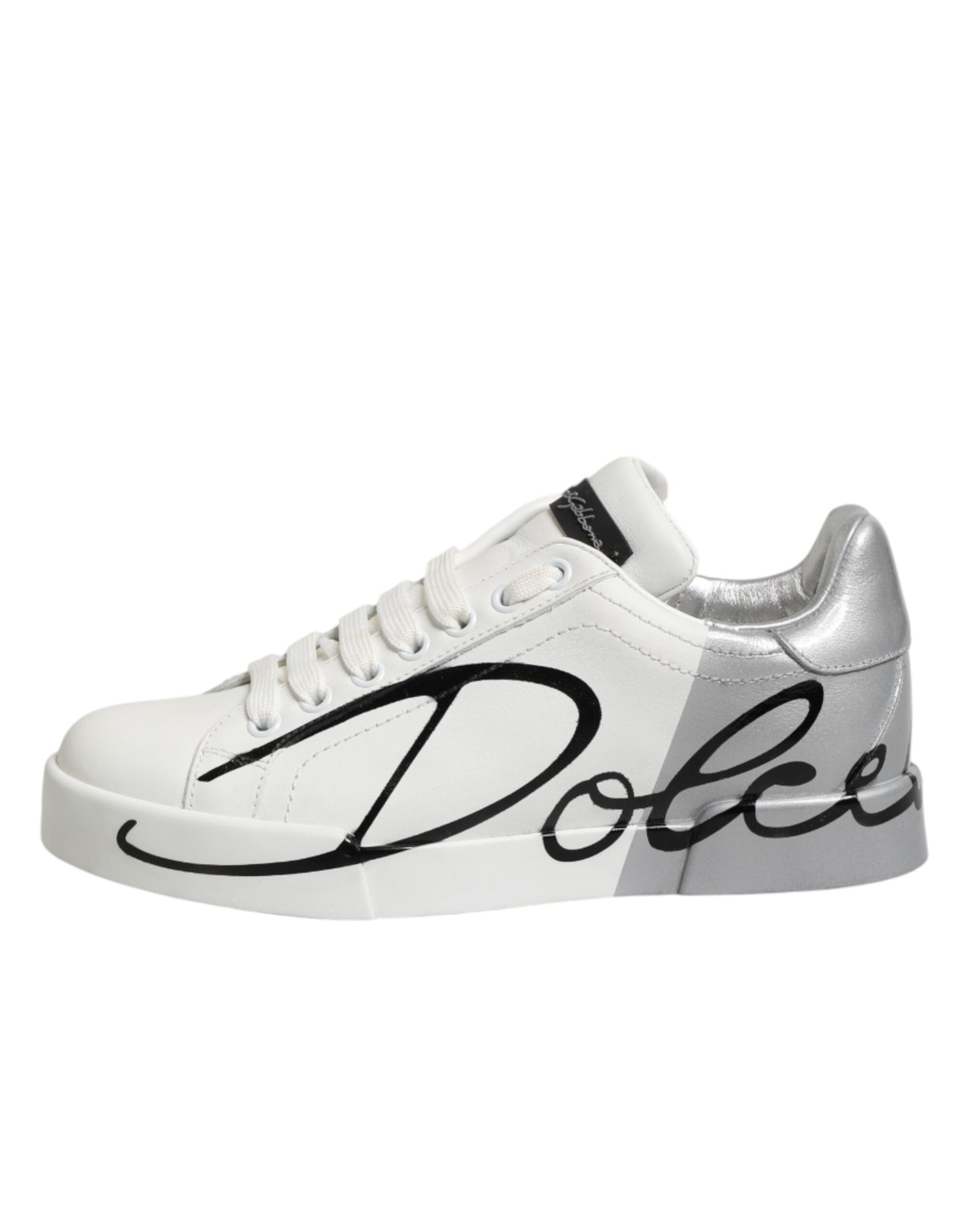 Dolce & Gabbana White Gray Low Top Leather Sneaker Shoes Curated Luxury Accessories by Orvyn