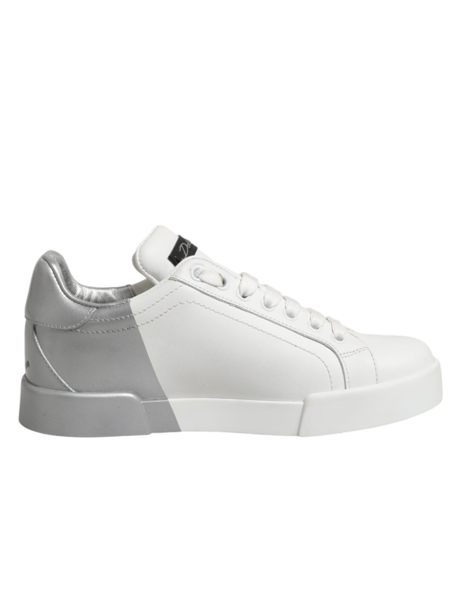 Dolce & Gabbana White Gray Low Top Leather Sneaker Shoes Curated Luxury Accessories by Orvyn