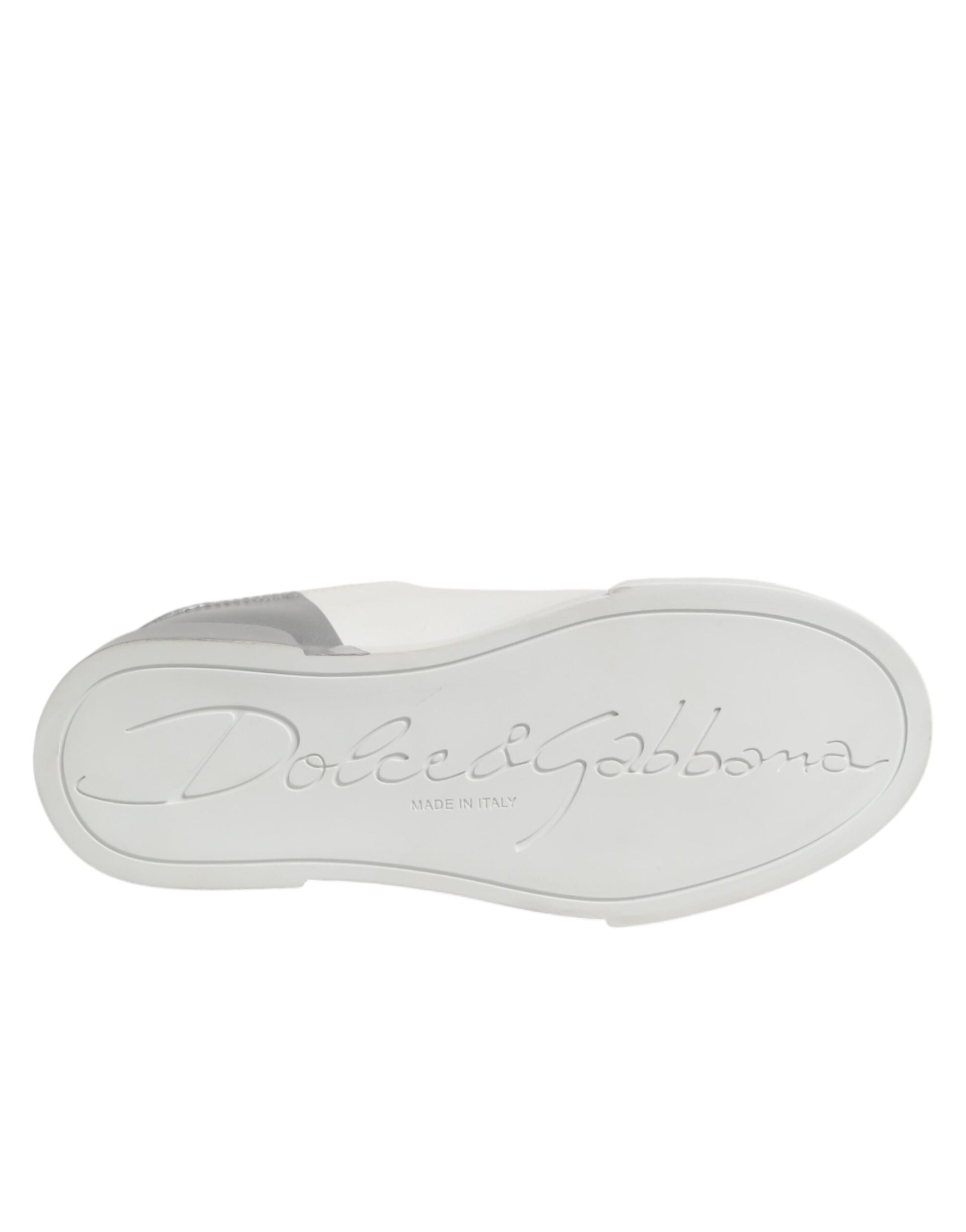 Dolce & Gabbana White Gray Low Top Leather Sneaker Shoes Curated Luxury Accessories by Orvyn