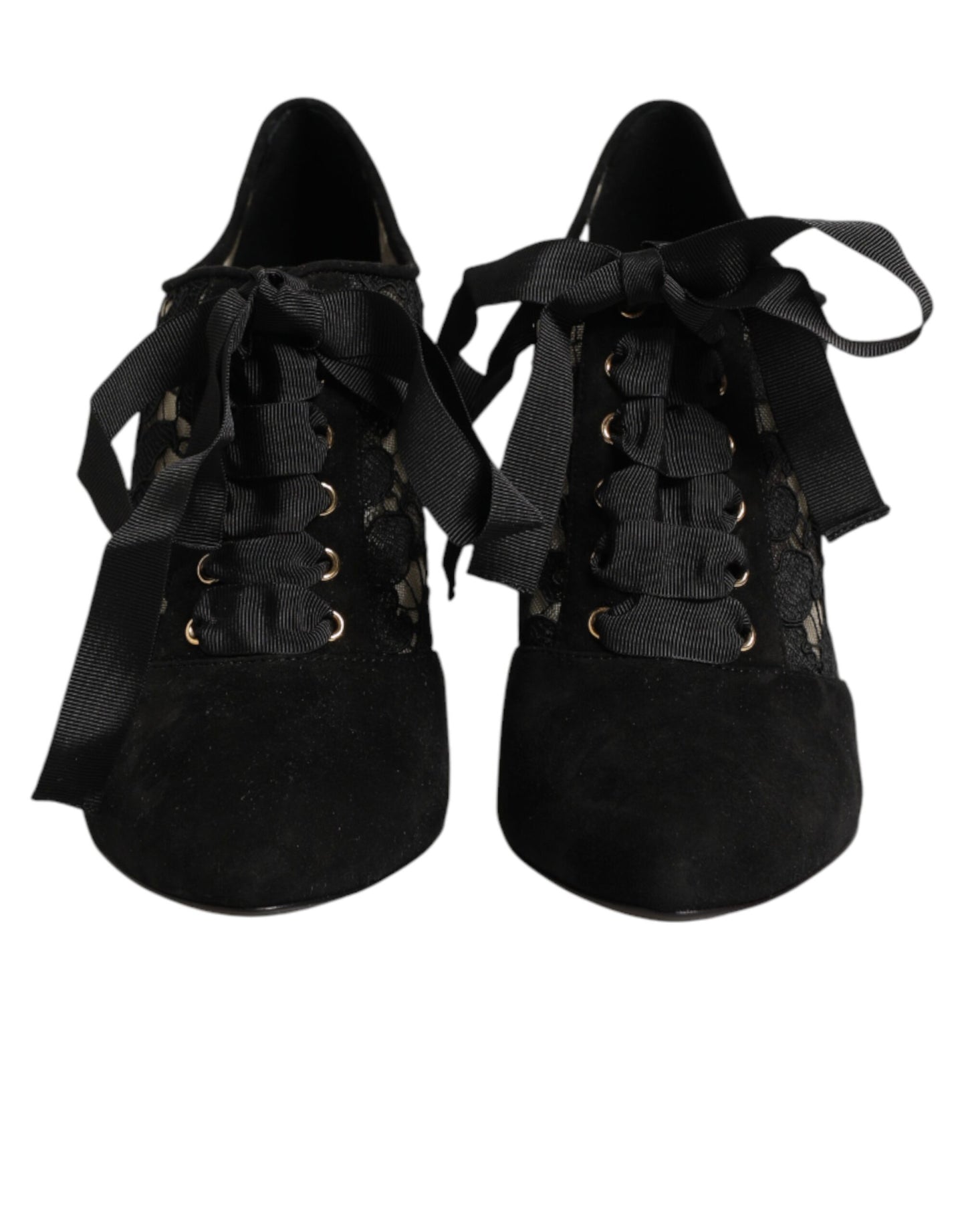 Dolce & Gabbana Black Floral High Heels LACE-UPS Pumps Shoes Curated Luxury Accessories by Orvyn