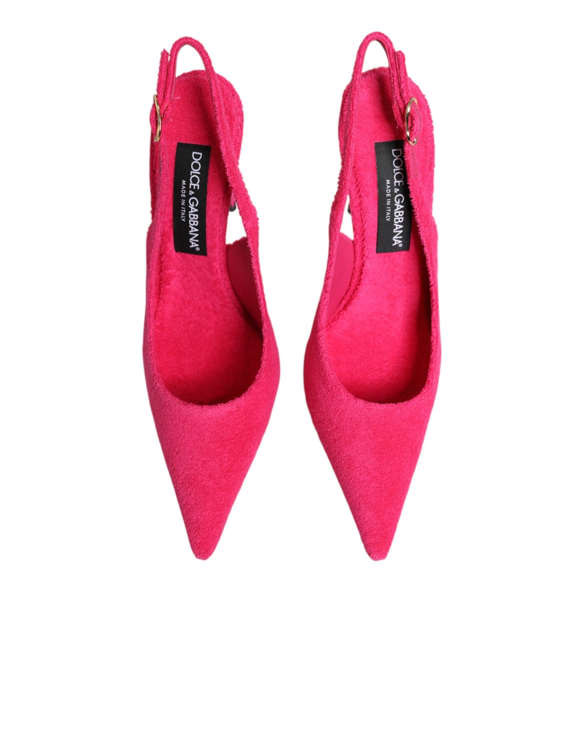 Dolce & Gabbana Pink Suede High Heels Slingback Shoes Curated Luxury Accessories by Orvyn