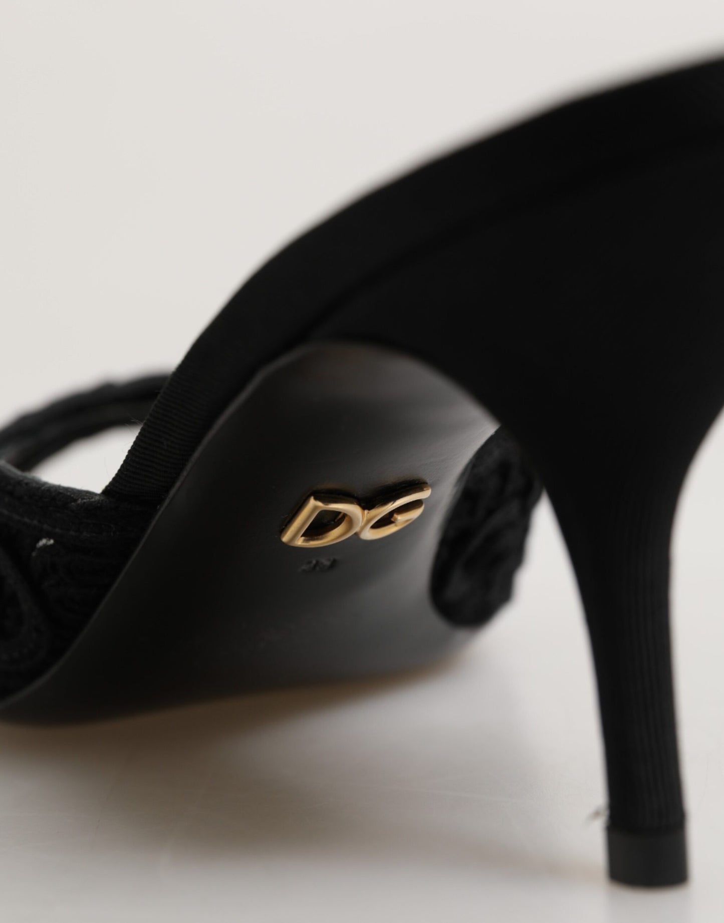 Dolce & Gabbana Black Embroidered Slip On Heels Slides Shoes Curated Luxury Accessories by Orvyn