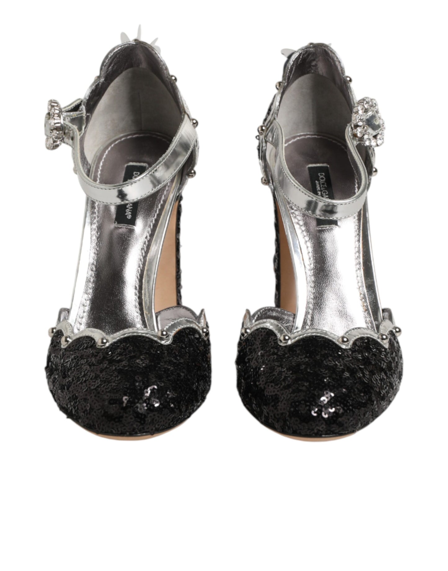 Dolce & Gabbana Black Sequined Ankle Strap Sandals Shoes Curated Luxury Accessories by Orvyn
