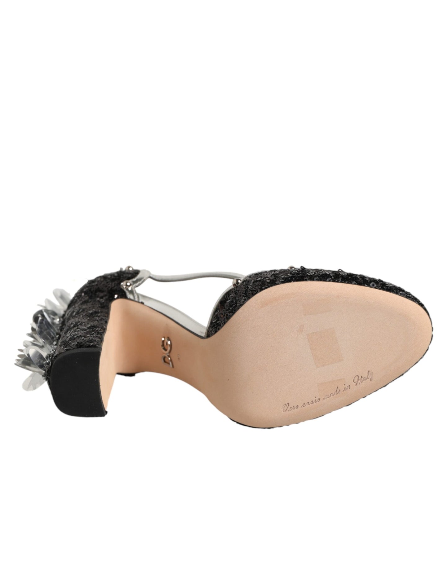 Dolce & Gabbana Black Sequined Ankle Strap Sandals Shoes Curated Luxury Accessories by Orvyn