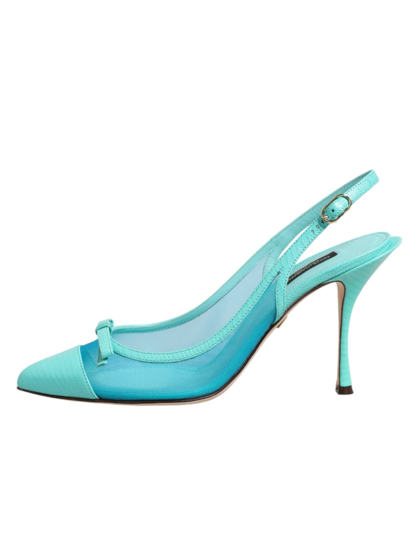 Dolce & Gabbana Blue Leather Mesh Heels Slingback Shoes Curated Luxury Accessories by Orvyn