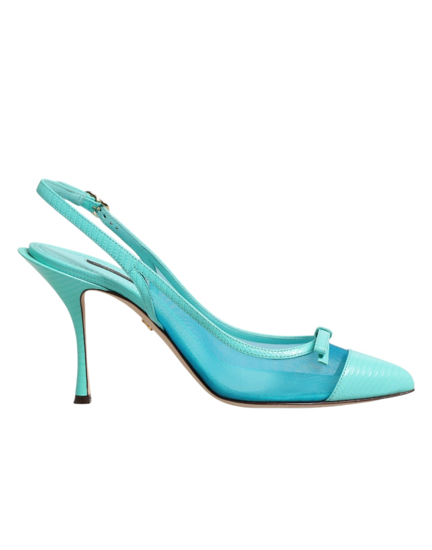 Dolce & Gabbana Blue Leather Mesh Heels Slingback Shoes Curated Luxury Accessories by Orvyn