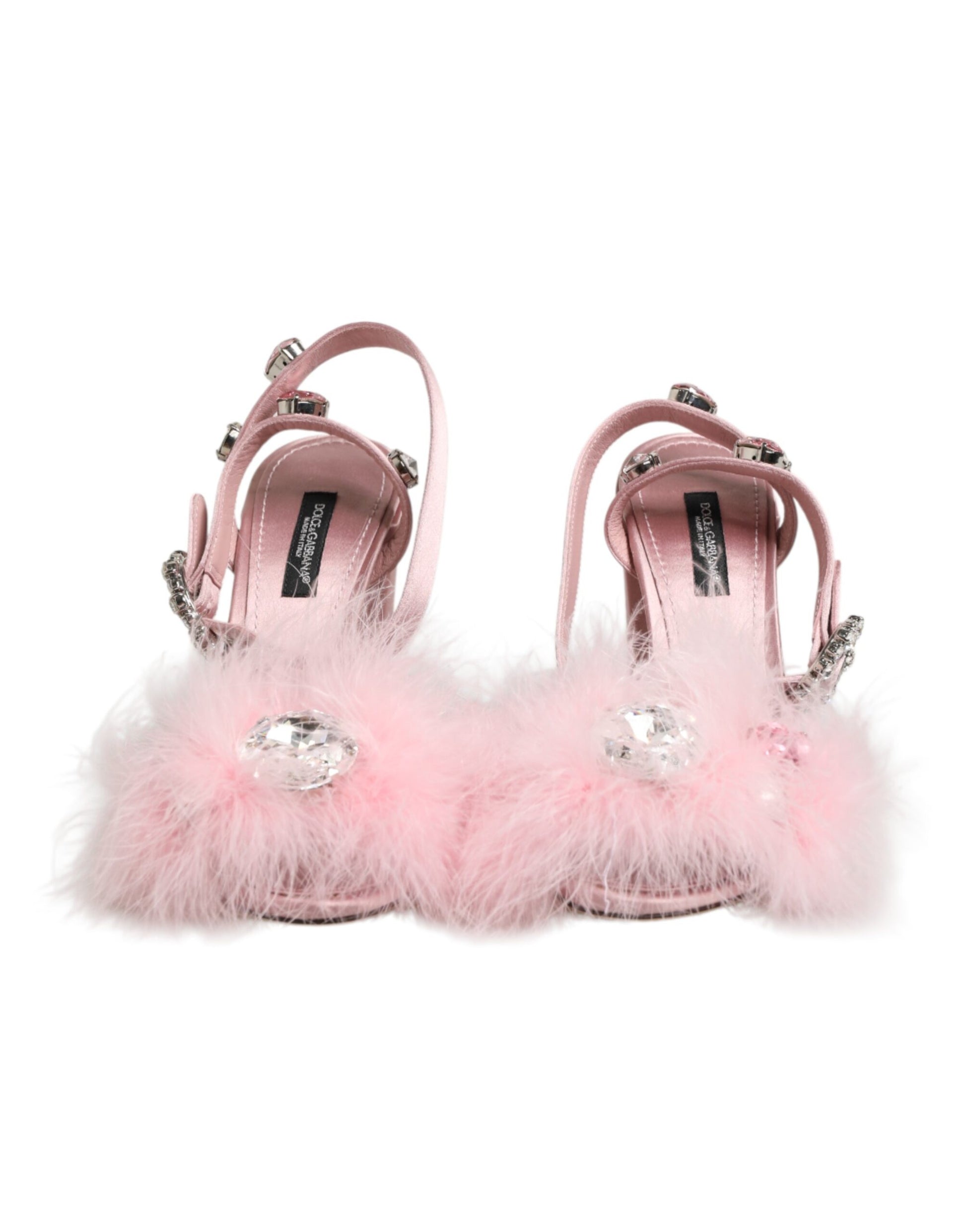 Dolce & Gabbana Pink Sequined Ankle Strap Sandals Shoes Curated Luxury Accessories by Orvyn