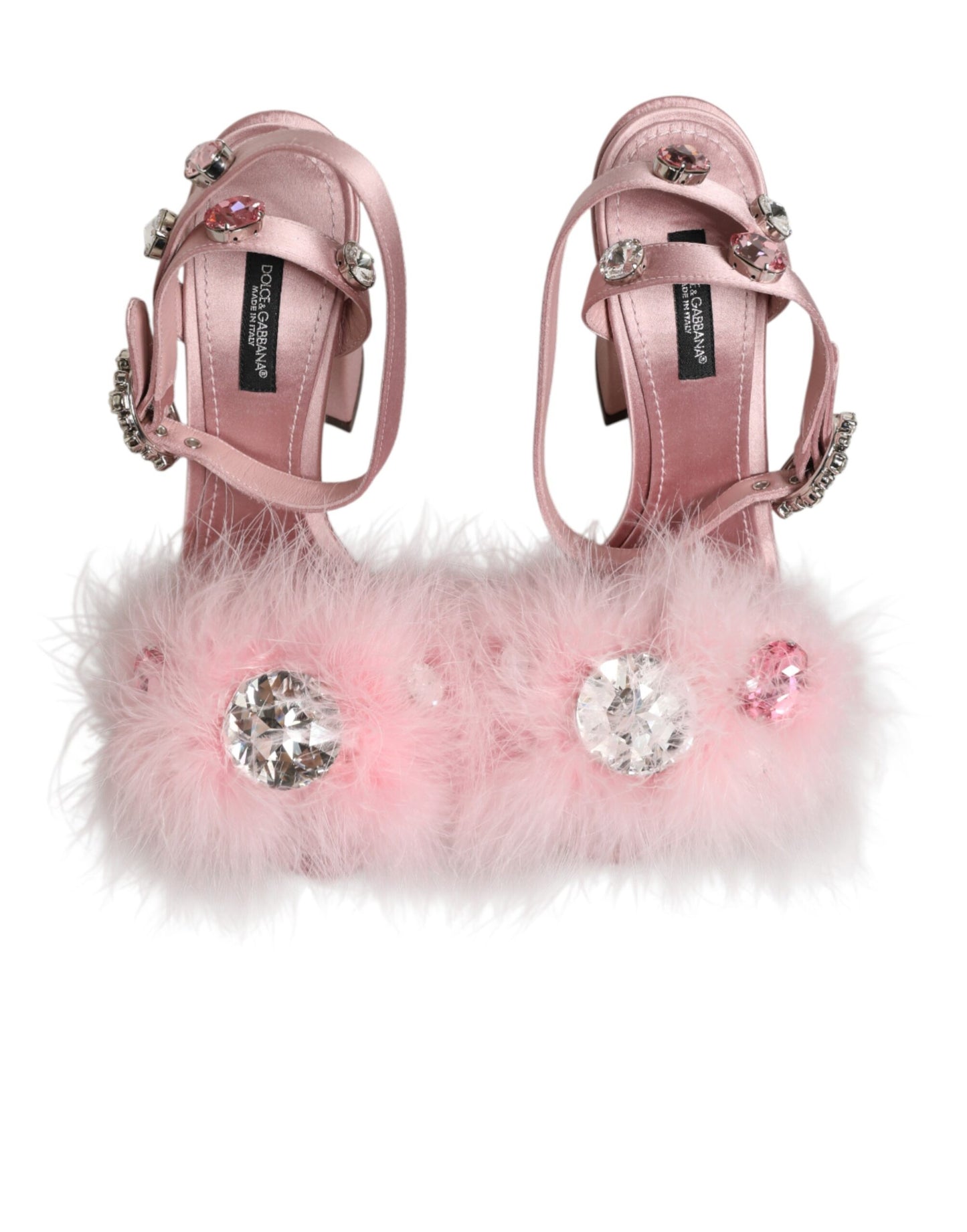 Dolce & Gabbana Pink Sequined Ankle Strap Sandals Shoes Curated Luxury Accessories by Orvyn