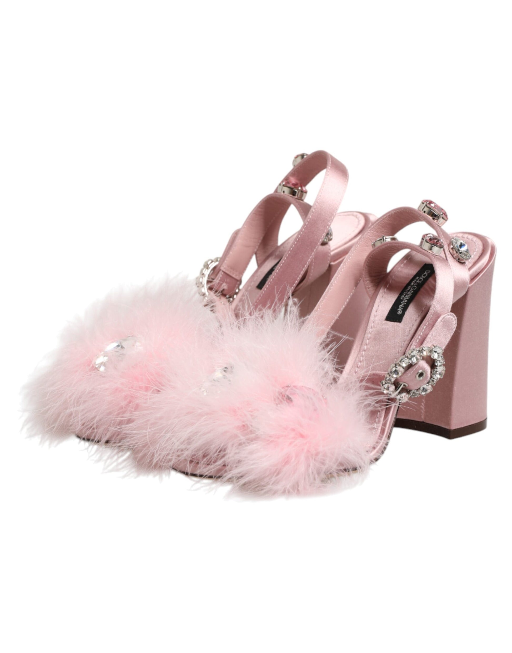 Dolce & Gabbana Pink Sequined Ankle Strap Sandals Shoes Curated Luxury Accessories by Orvyn