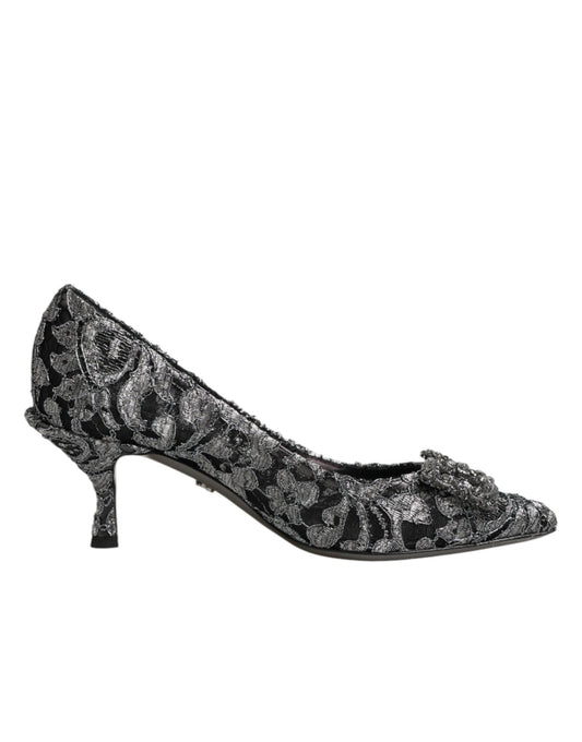 Dolce & Gabbana Silver Lace DG Amore Heels Pumps Shoes Curated Luxury Accessories by Orvyn