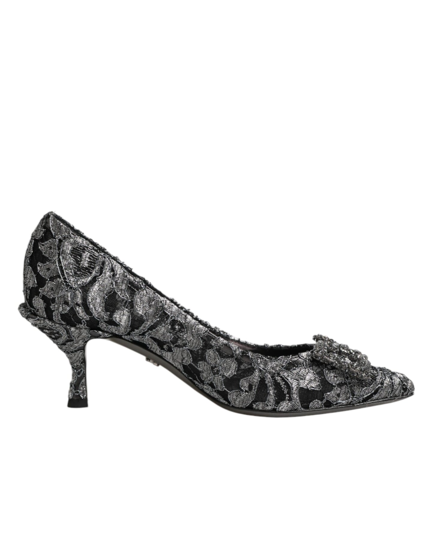 Dolce & Gabbana Silver Lace DG Amore Heels Pumps Shoes Curated Luxury Accessories by Orvyn