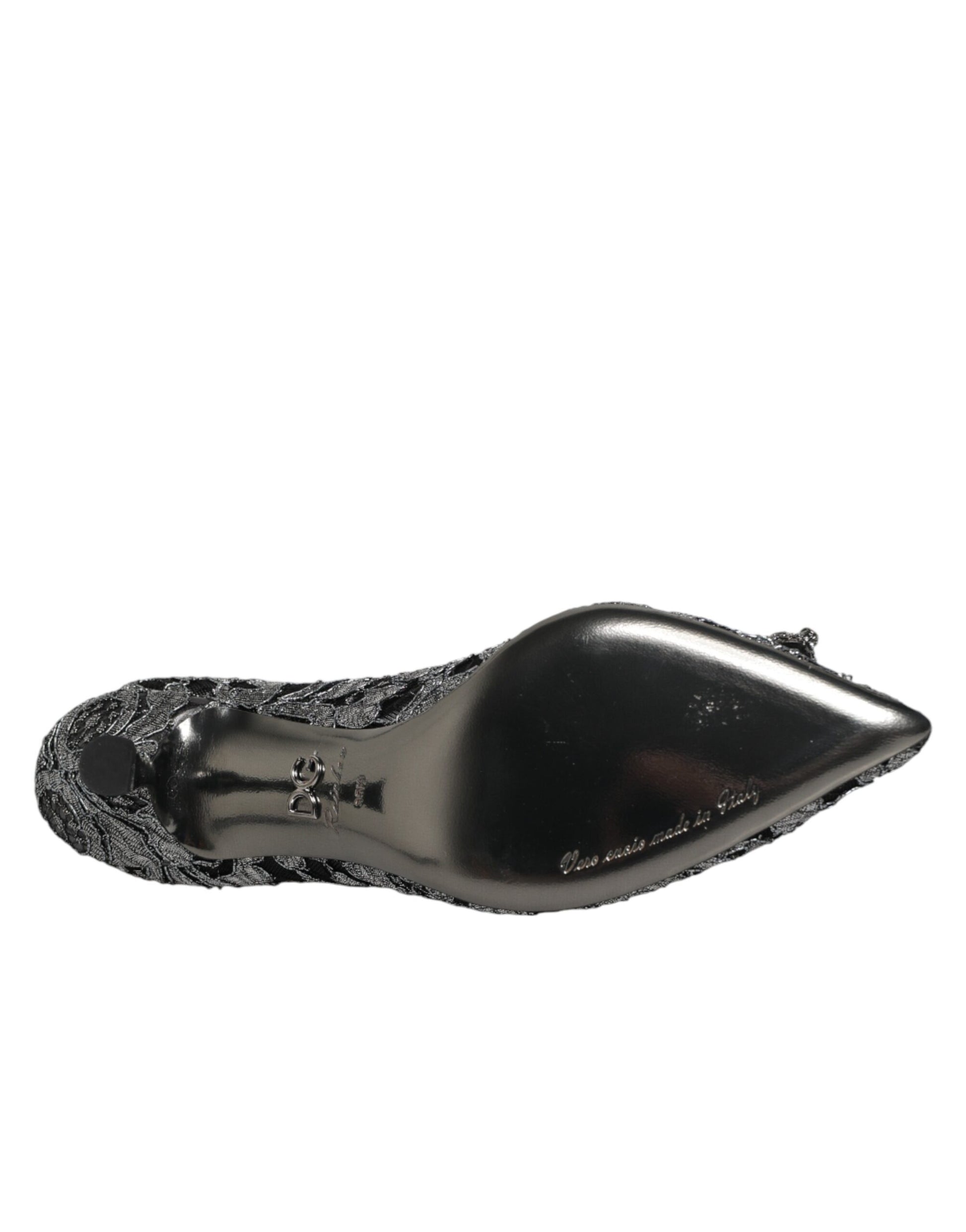 Dolce & Gabbana Silver Lace DG Amore Heels Pumps Shoes Curated Luxury Accessories by Orvyn