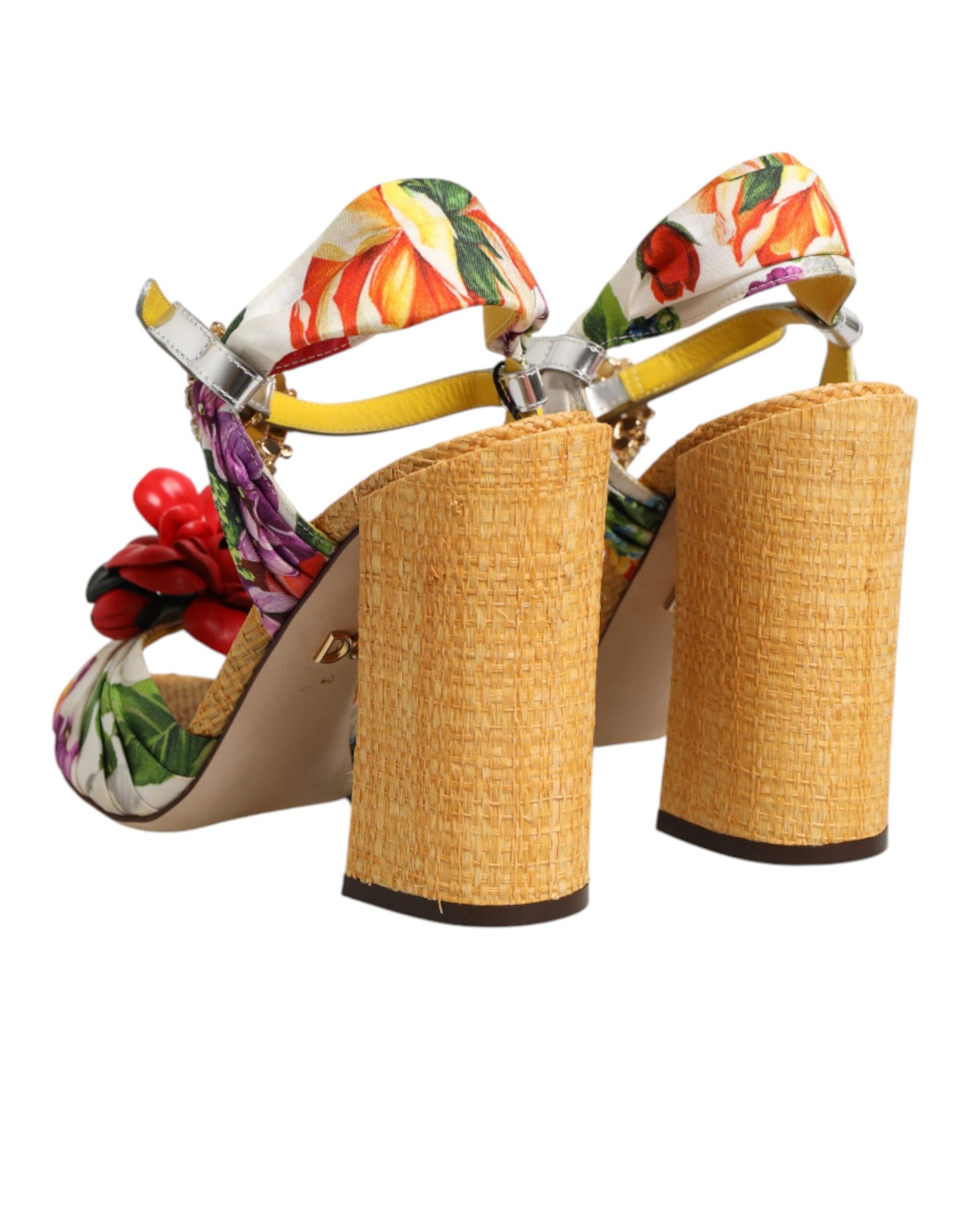 Dolce & Gabbana Multicolor Floral Crystal Embellished Sandals Shoes Curated Luxury Accessories by Orvyn