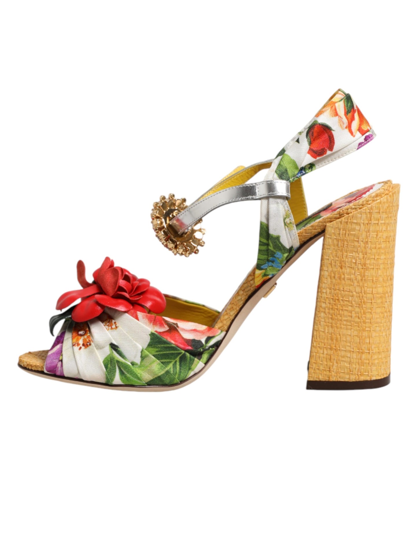 Dolce & Gabbana Multicolor Floral Crystal Embellished Sandals Shoes Curated Luxury Accessories by Orvyn
