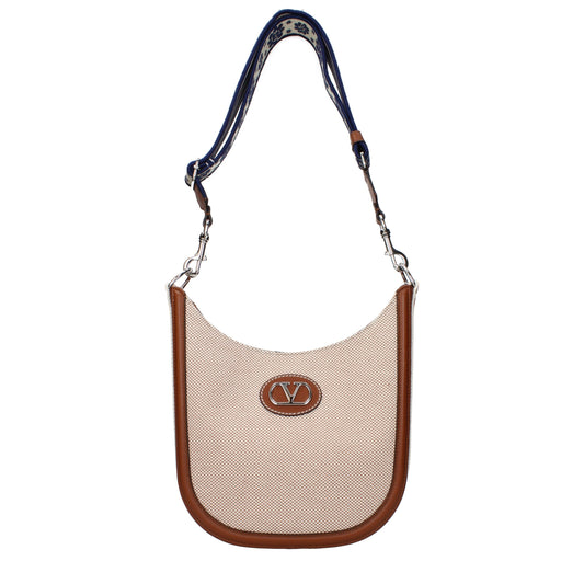 Valentino Garavani VLogo Beige Fabric Crossbody Bag curated by orvyn luxury accessories