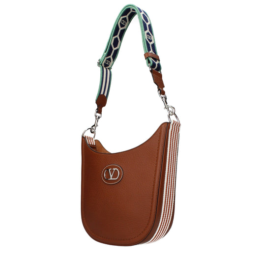Valentino Garavani VLogo Brown Leather Crossbody Bag