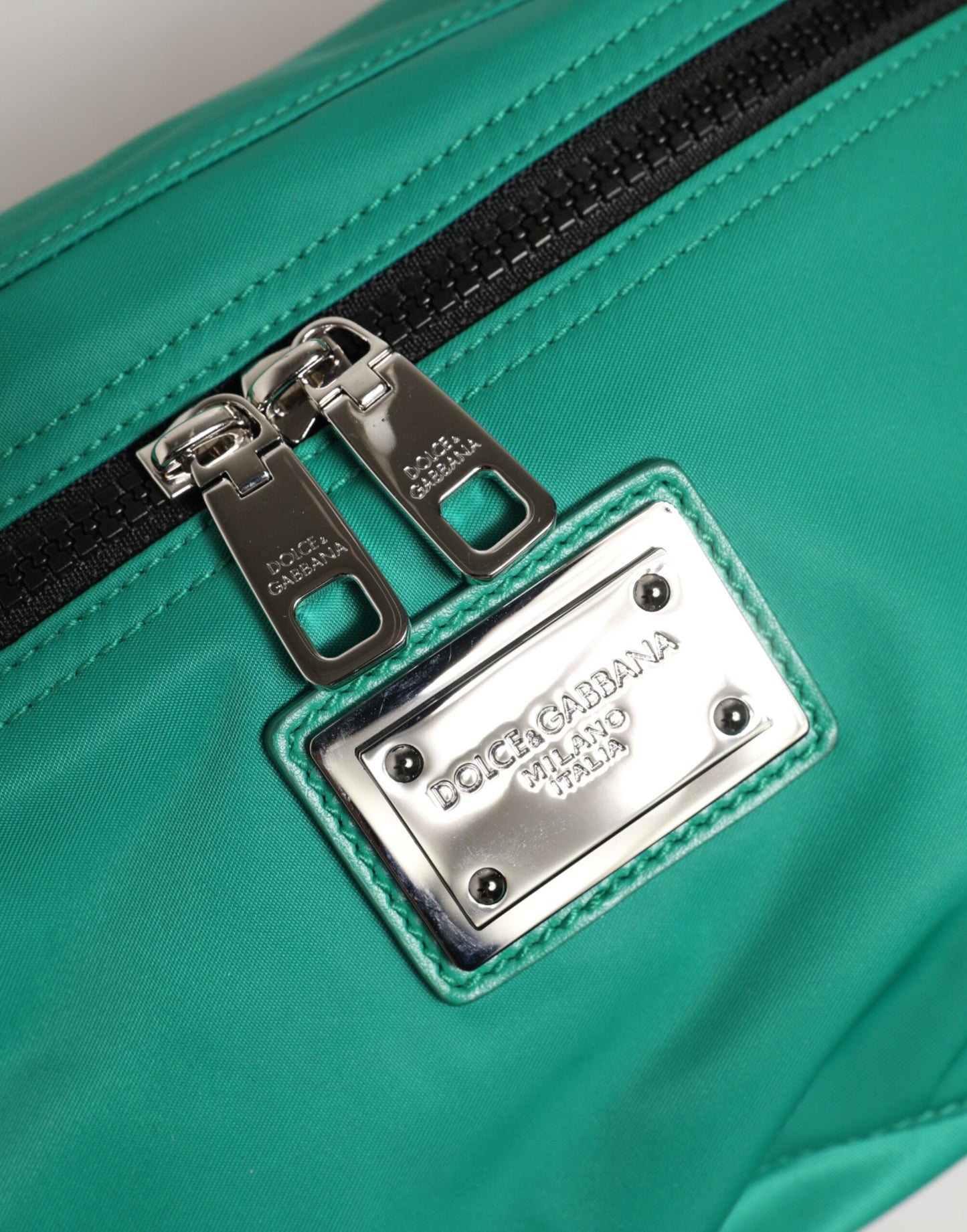 Dolce & Gabbana Green Logo Plaque Nylon Waist Fanny Pack Men's Borse Bag Curated Luxury Accessories by Orvyn