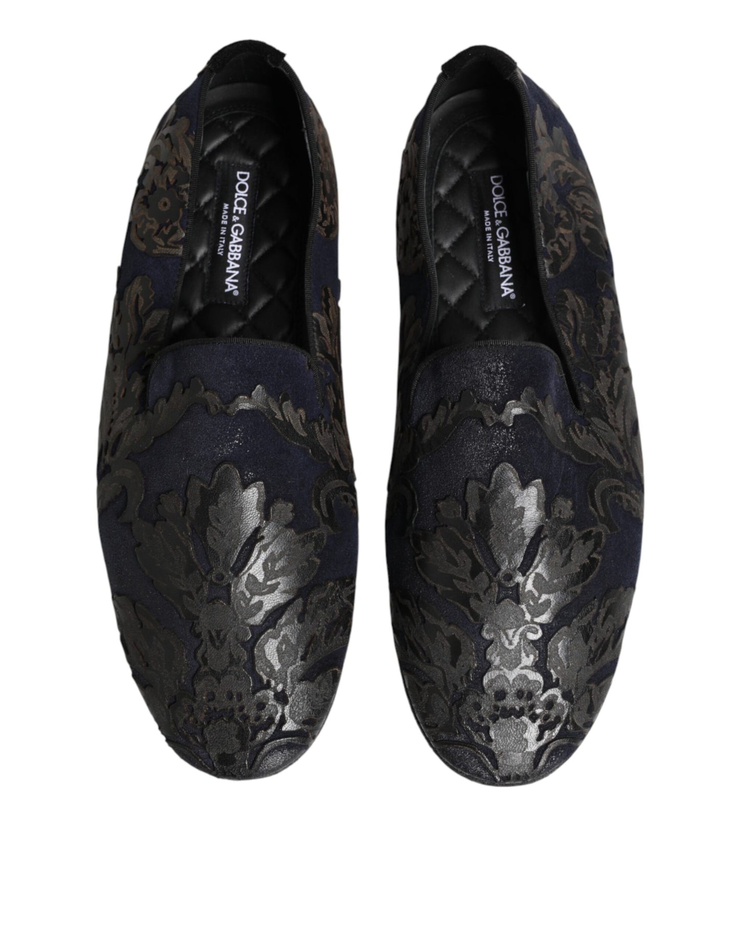 Dolce & Gabbana Black Jacquard Leather Slip On Loafers Shoes Curated Luxury Accessories by Orvyn