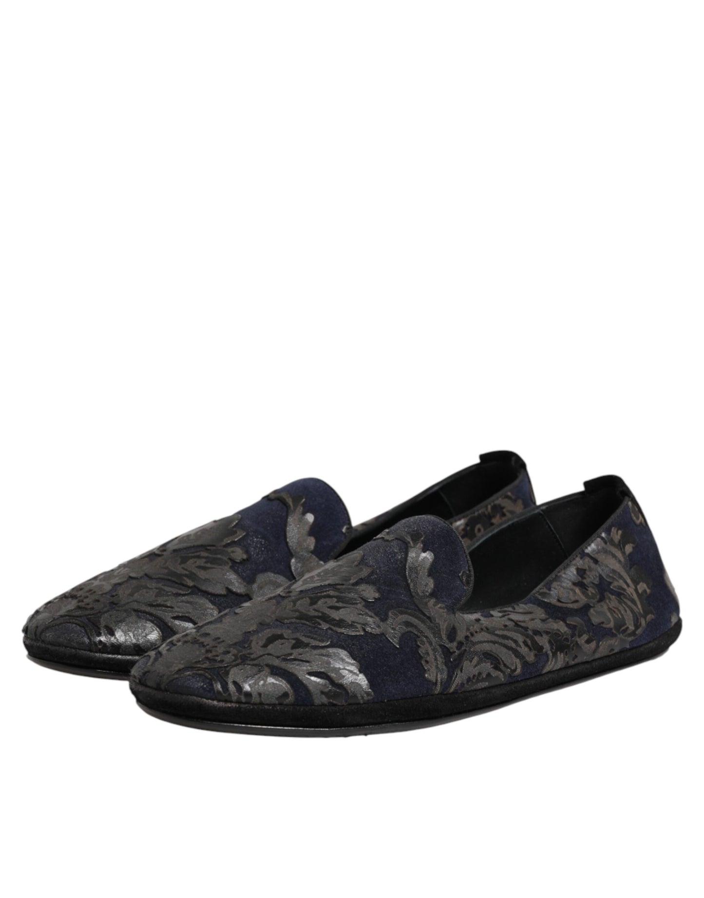 Dolce & Gabbana Black Jacquard Leather Slip On Loafers Shoes Curated Luxury Accessories by Orvyn