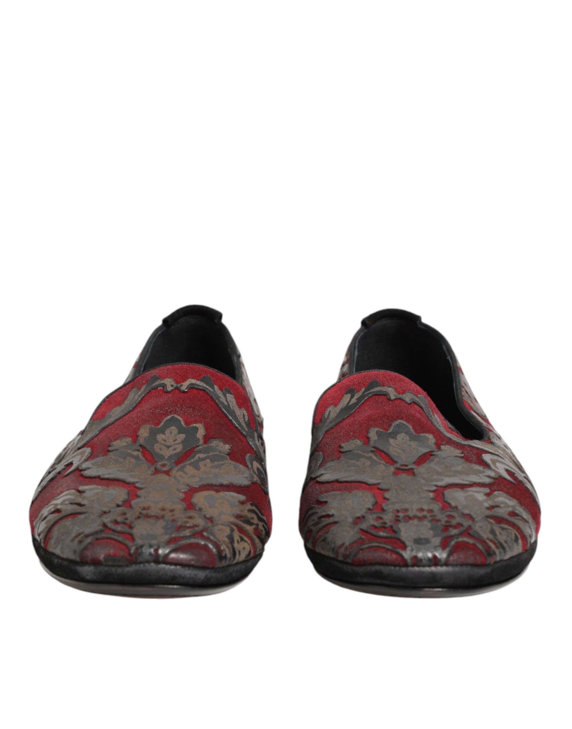 Dolce & Gabbana Bordeaux Jacquard Leather Slip On Loafer Shoes Curated Luxury Accessories by Orvyn