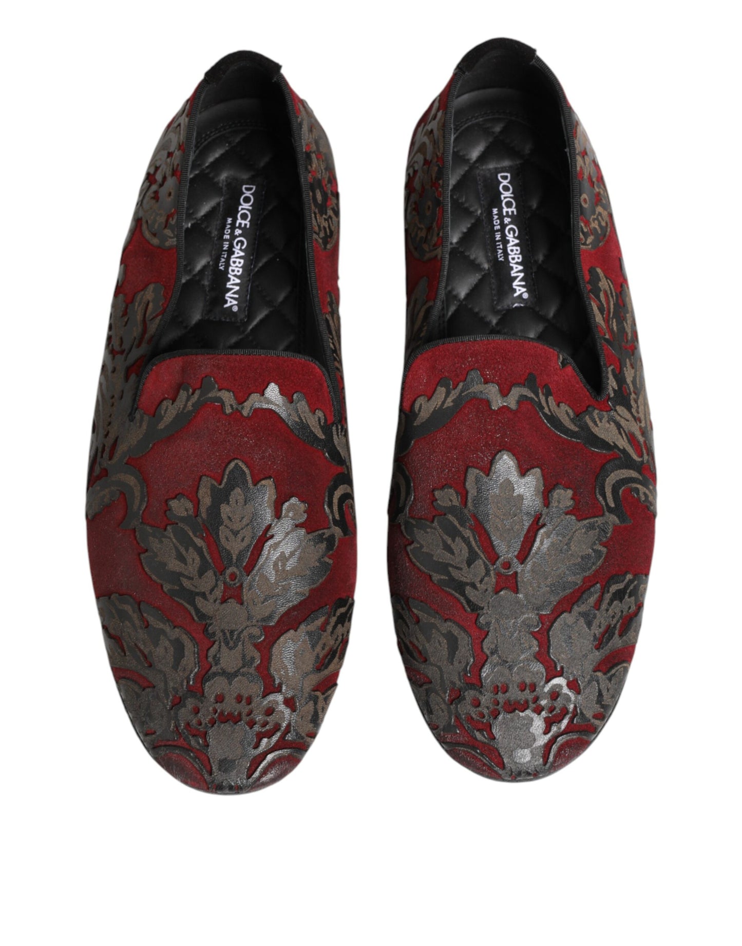 Dolce & Gabbana Bordeaux Jacquard Leather Slip On Loafer Shoes Curated Luxury Accessories by Orvyn