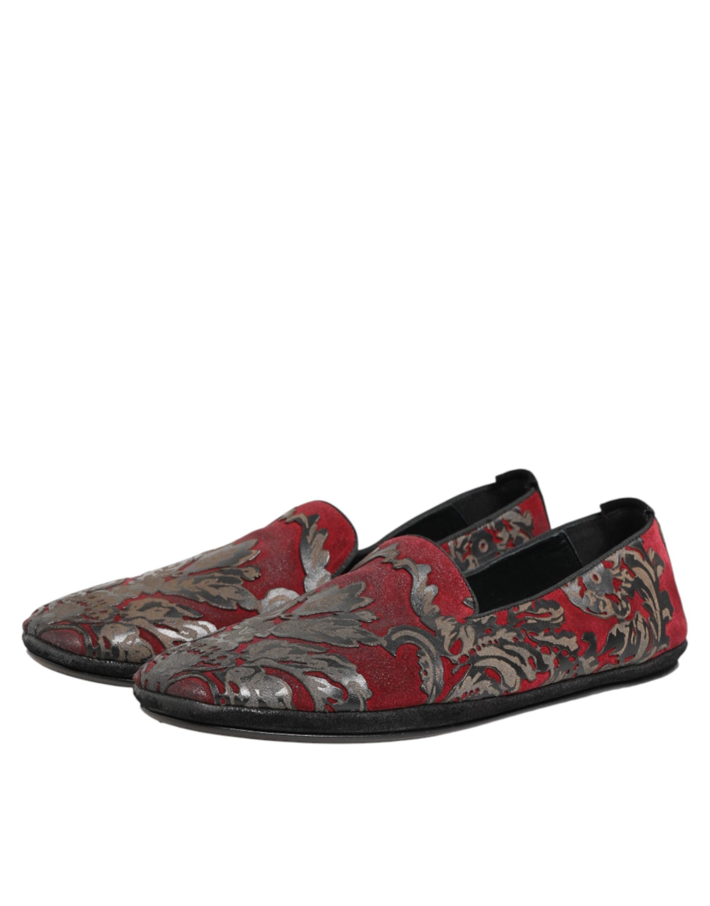 Dolce & Gabbana Bordeaux Jacquard Leather Slip On Loafer Shoes Curated Luxury Accessories by Orvyn