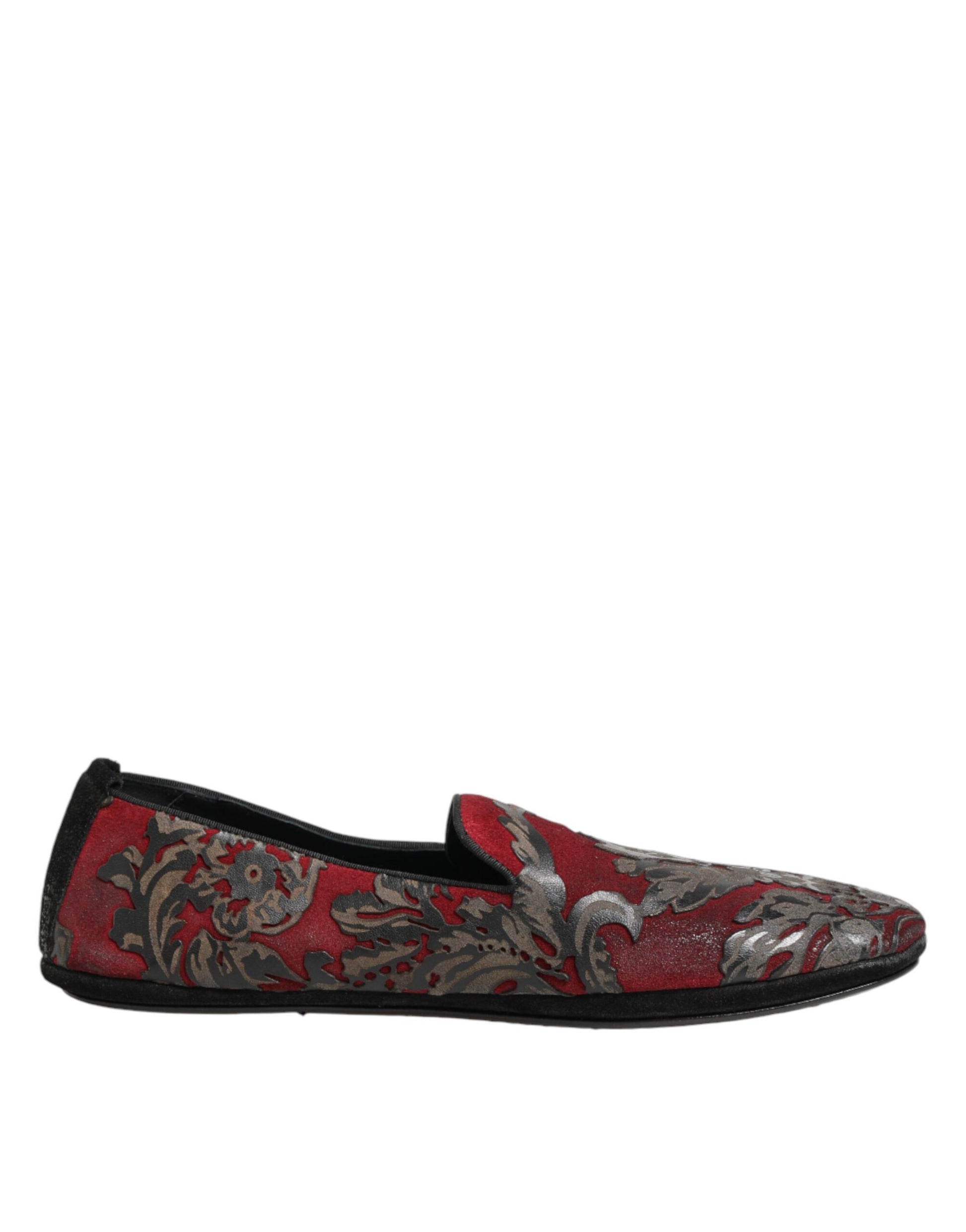 Dolce & Gabbana Bordeaux Jacquard Leather Slip On Loafer Shoes Curated Luxury Accessories by Orvyn