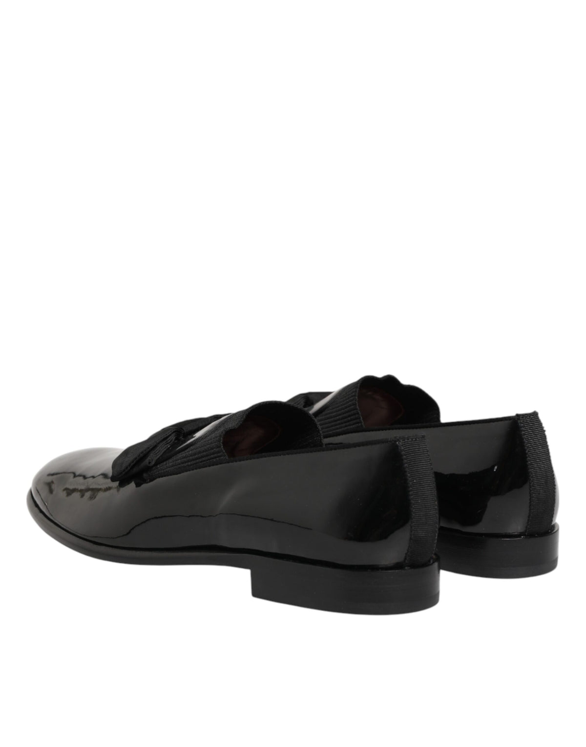 Dolce & Gabbana Black Leather Slip On Dress Men Loafers Shoes schwarz