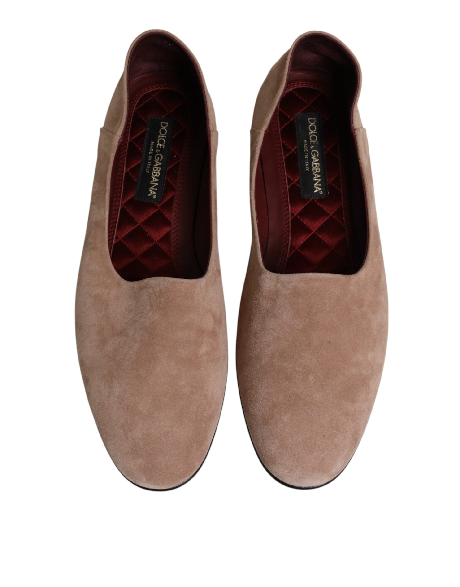 Dolce & Gabbana Beige Leather Suede Slip On Loafers Dress Shoes Curated Luxury Accessories by Orvyn