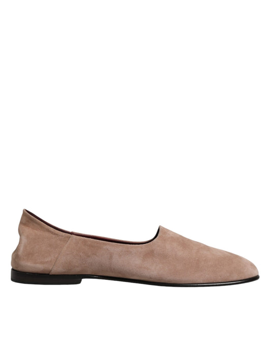 Dolce & Gabbana Beige Leather Suede Slip On Loafers Dress Shoes Curated Luxury Accessories by Orvyn