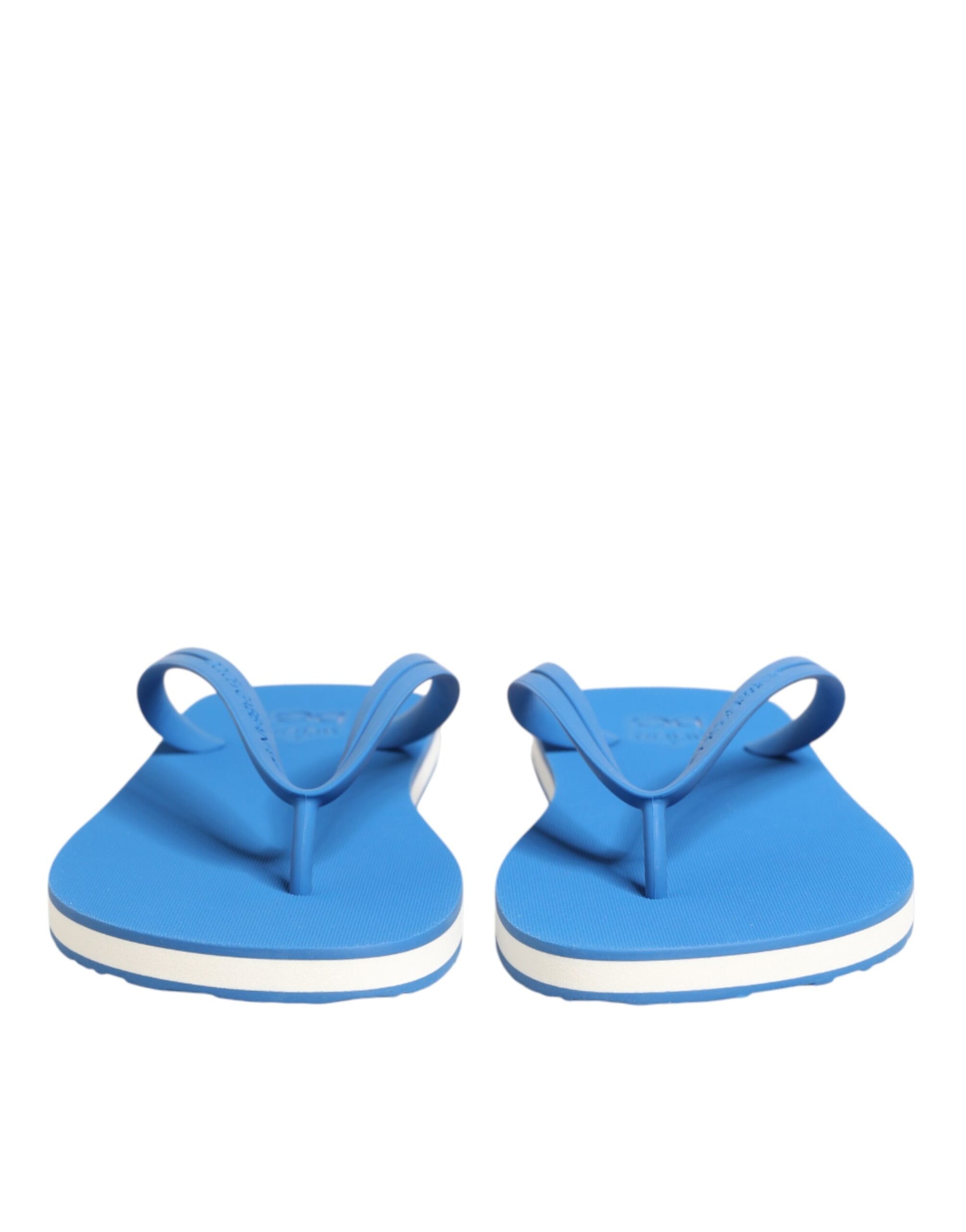 Dolce & Gabbana Blue White Logo Beachwear Flats Slipper Shoes Curated Luxury Accessories by Orvyn