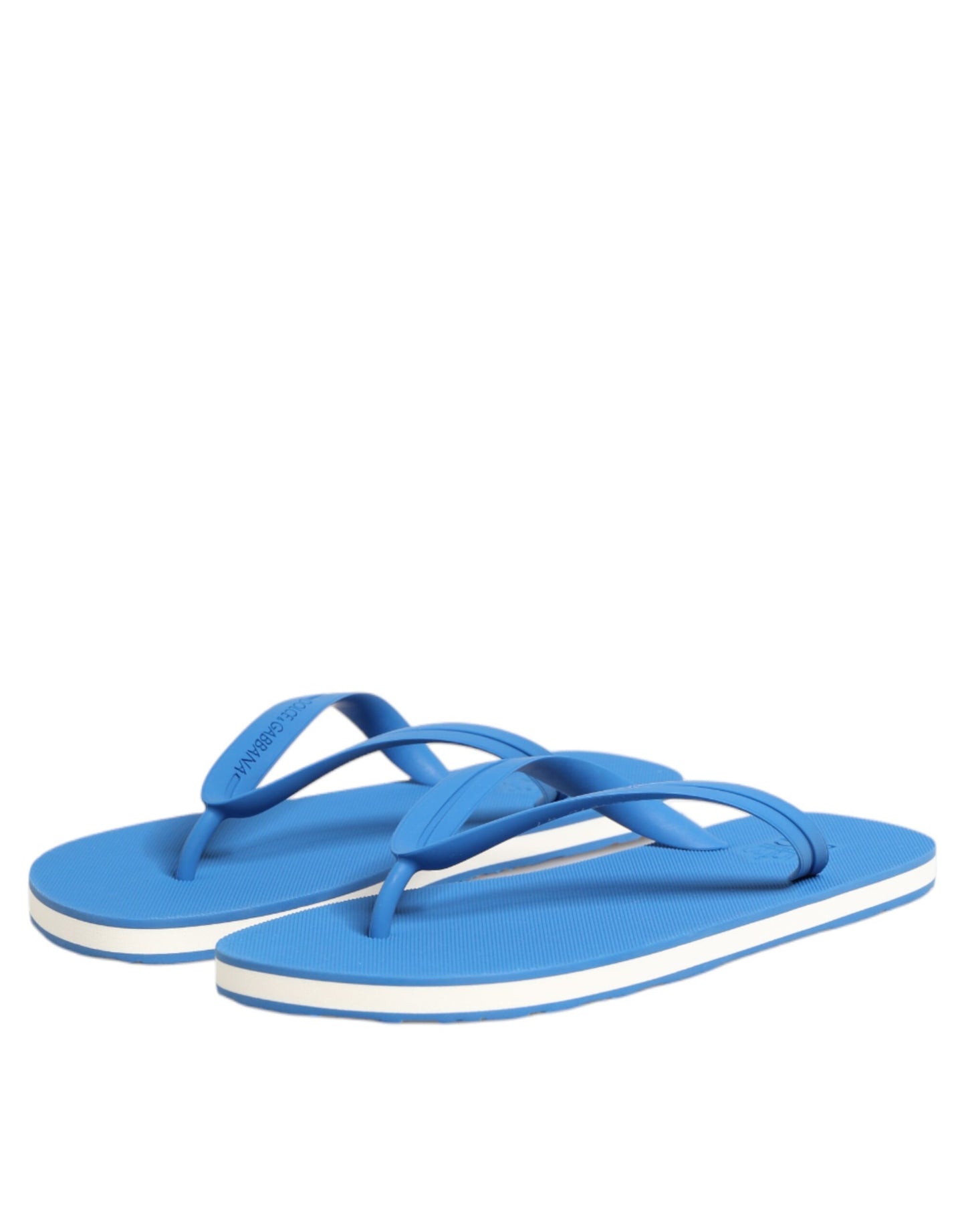 Dolce & Gabbana Blue White Logo Beachwear Flats Slipper Shoes Curated Luxury Accessories by Orvyn