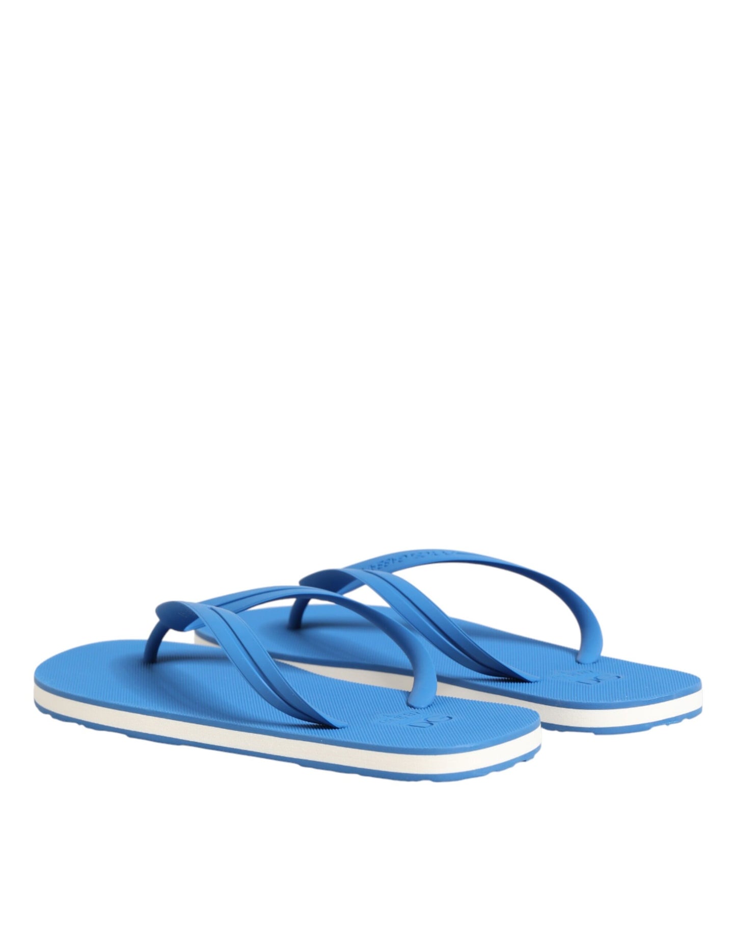 Dolce & Gabbana Blue White Logo Beachwear Flats Slipper Shoes Curated Luxury Accessories by Orvyn