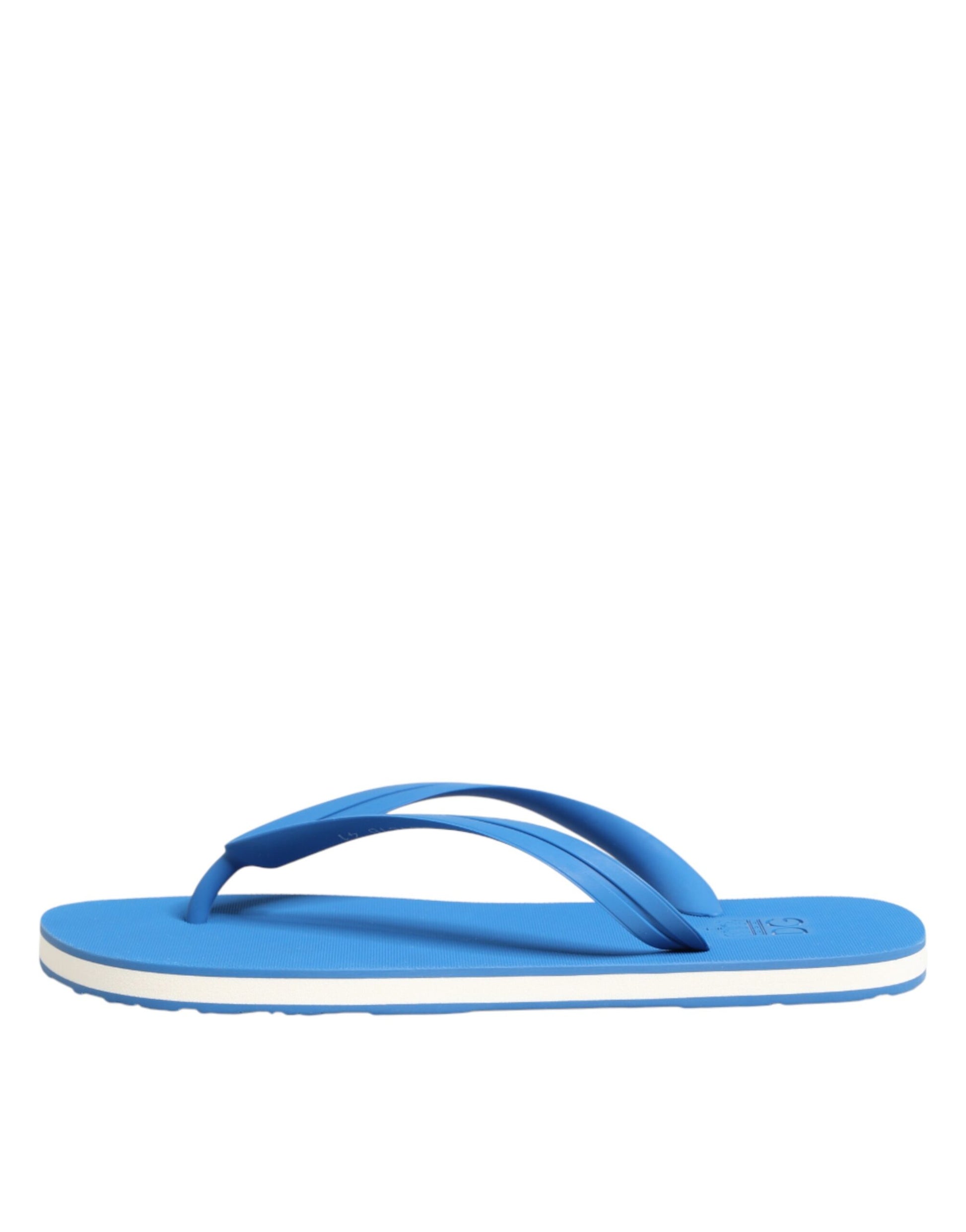 Dolce & Gabbana Blue White Logo Beachwear Flats Slipper Shoes Curated Luxury Accessories by Orvyn