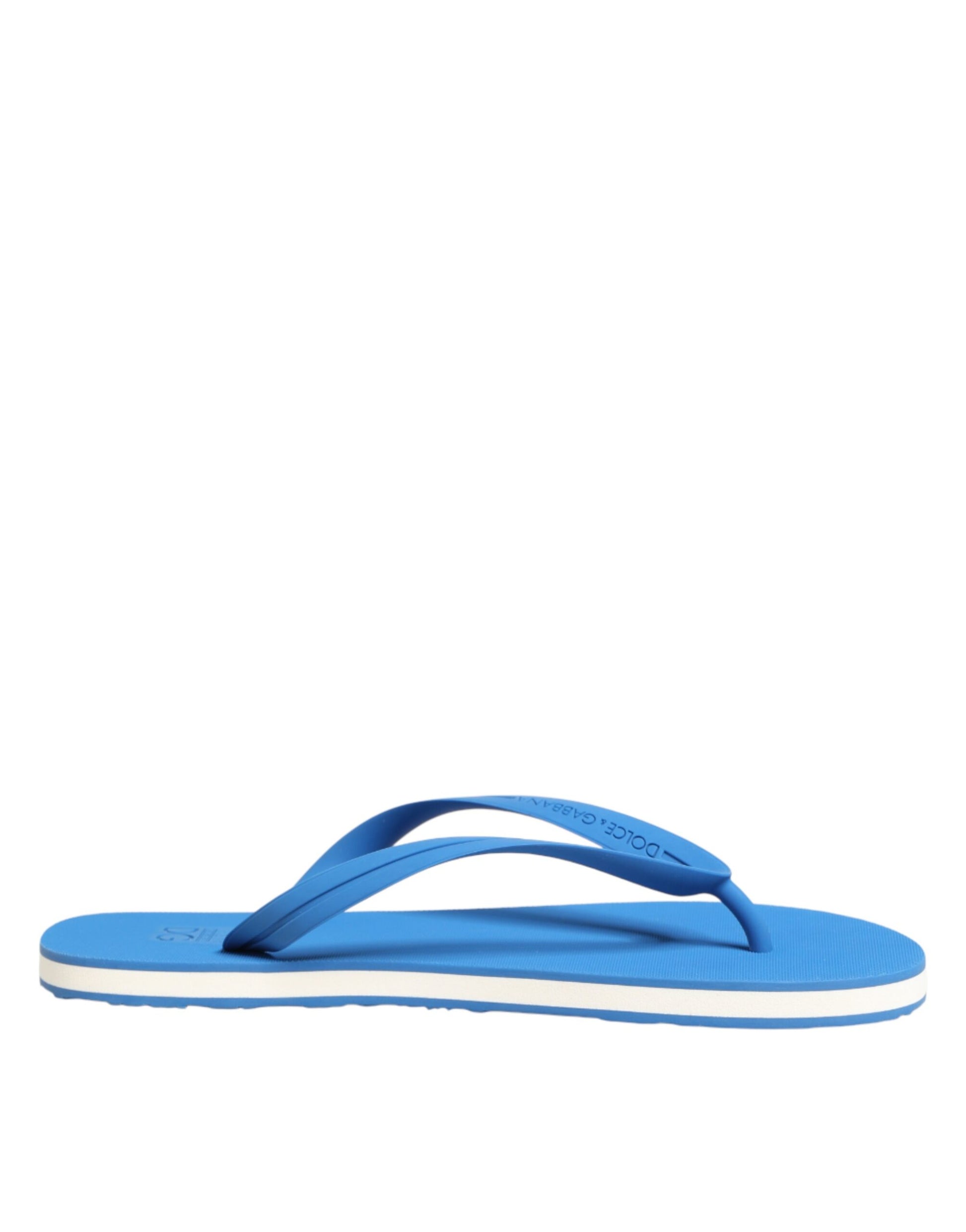 Dolce & Gabbana Blue White Logo Beachwear Flats Slipper Shoes Curated Luxury Accessories by Orvyn