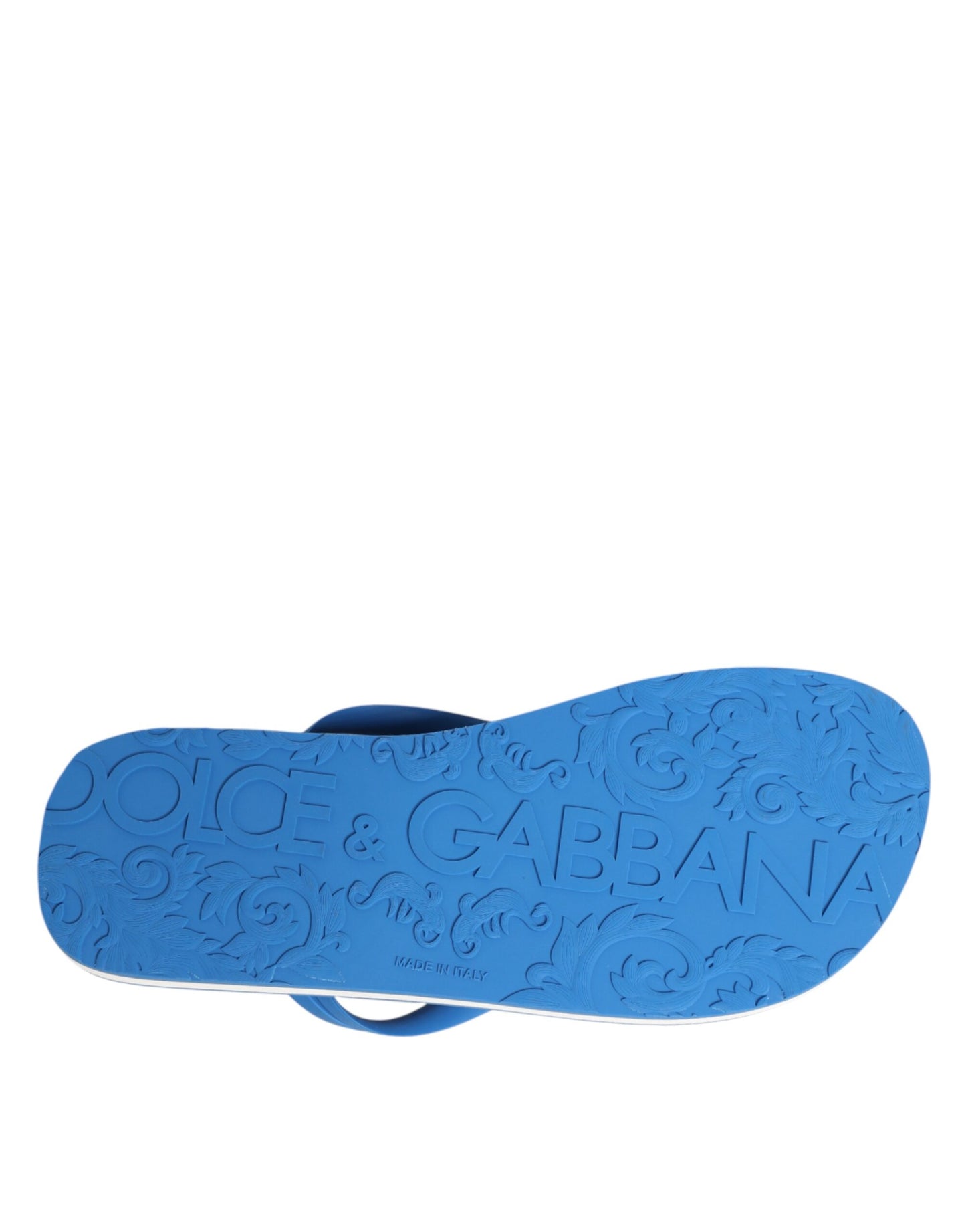Dolce & Gabbana Blue White Logo Beachwear Flats Slipper Shoes Curated Luxury Accessories by Orvyn