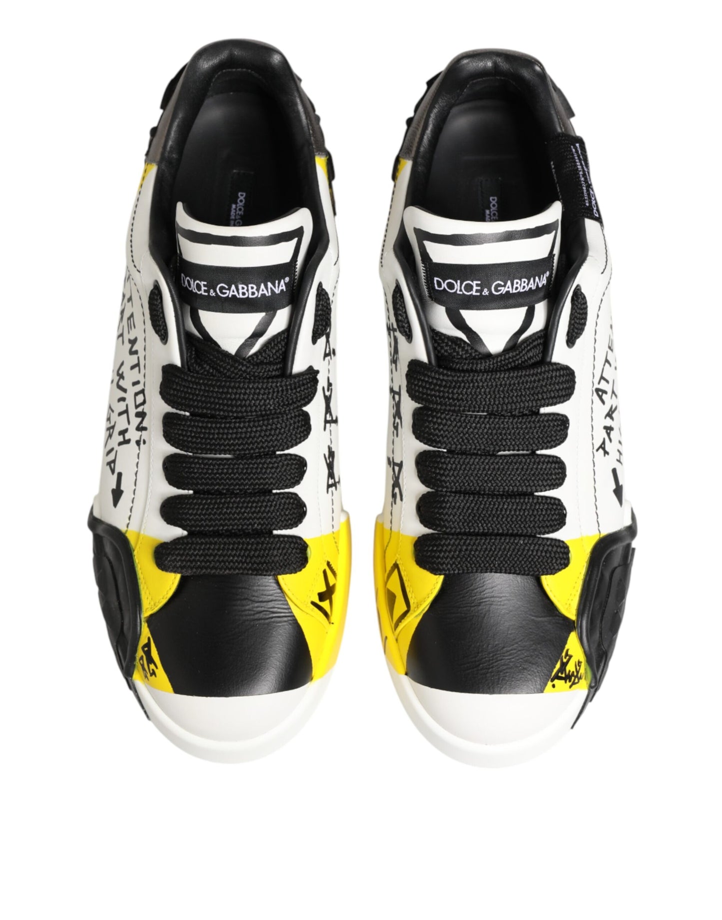 Dolce & Gabbana Multicolor Leather Graffiti Low Top Sneakers Shoes Curated Luxury Accessories by Orvyn