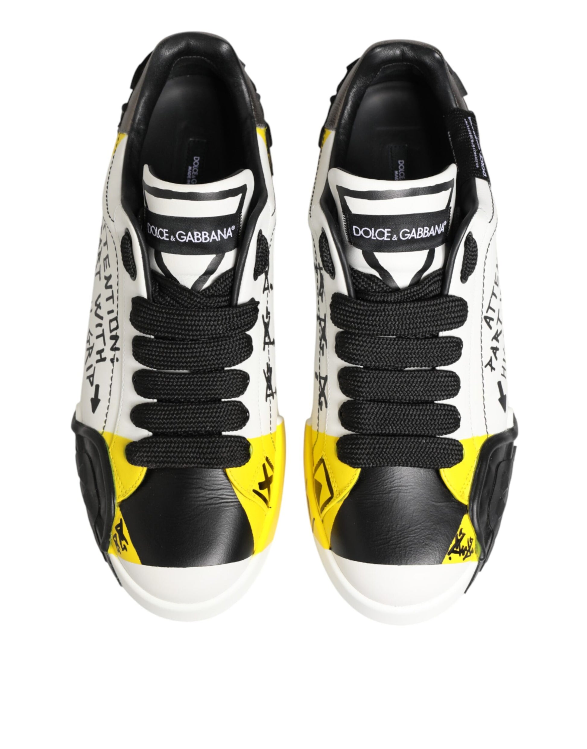 Dolce & Gabbana Multicolor Leather Graffiti Low Top Sneakers Shoes Curated Luxury Accessories by Orvyn
