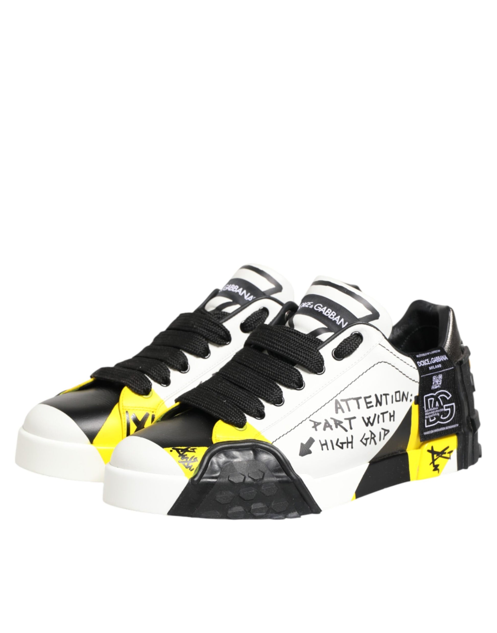 Dolce & Gabbana Multicolor Leather Graffiti Low Top Sneakers Shoes Curated Luxury Accessories by Orvyn